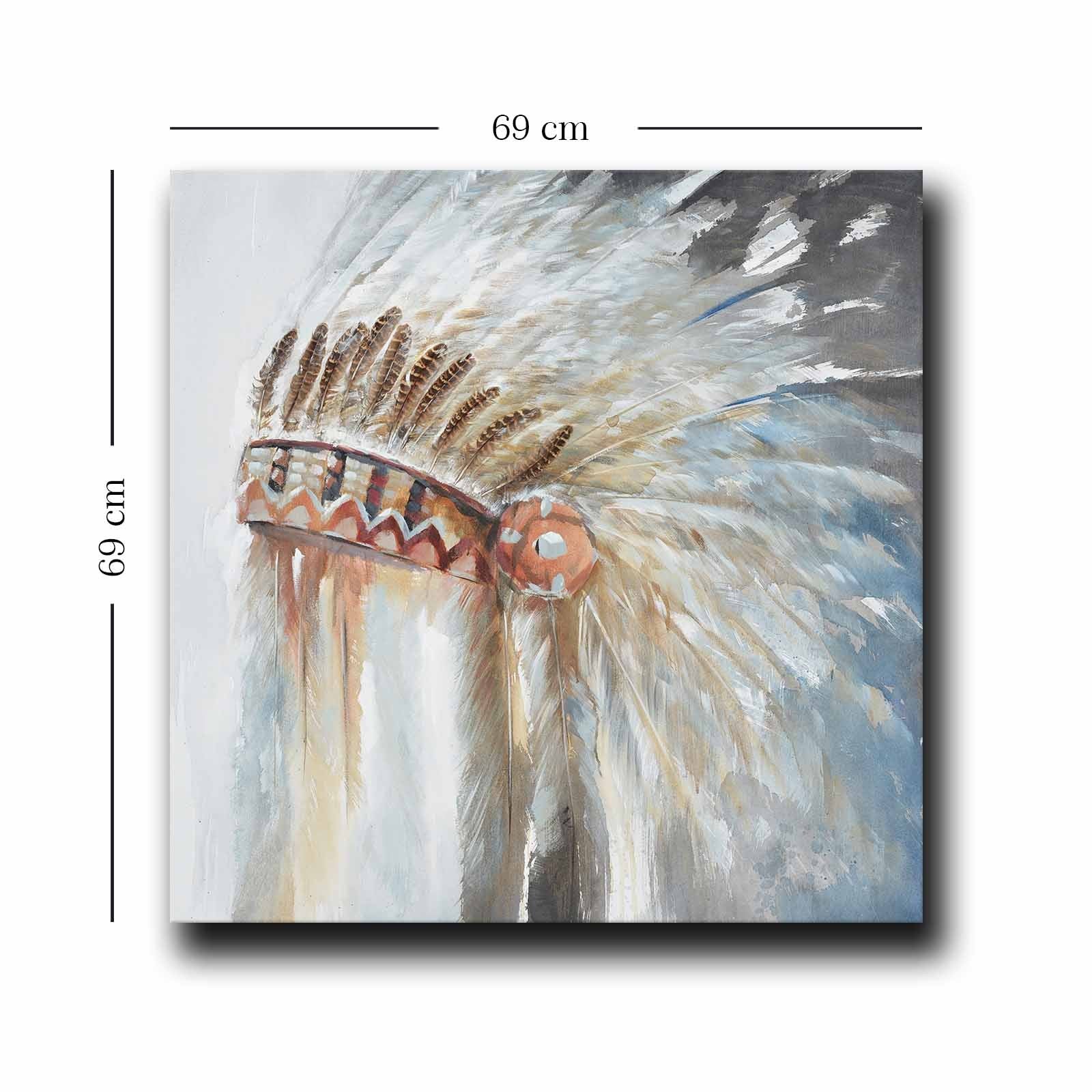 Quadro Decorativo em Tela Multicolor 69x69cm - Moldura Madeira de Pinho - Canvas Premium 2,8mm