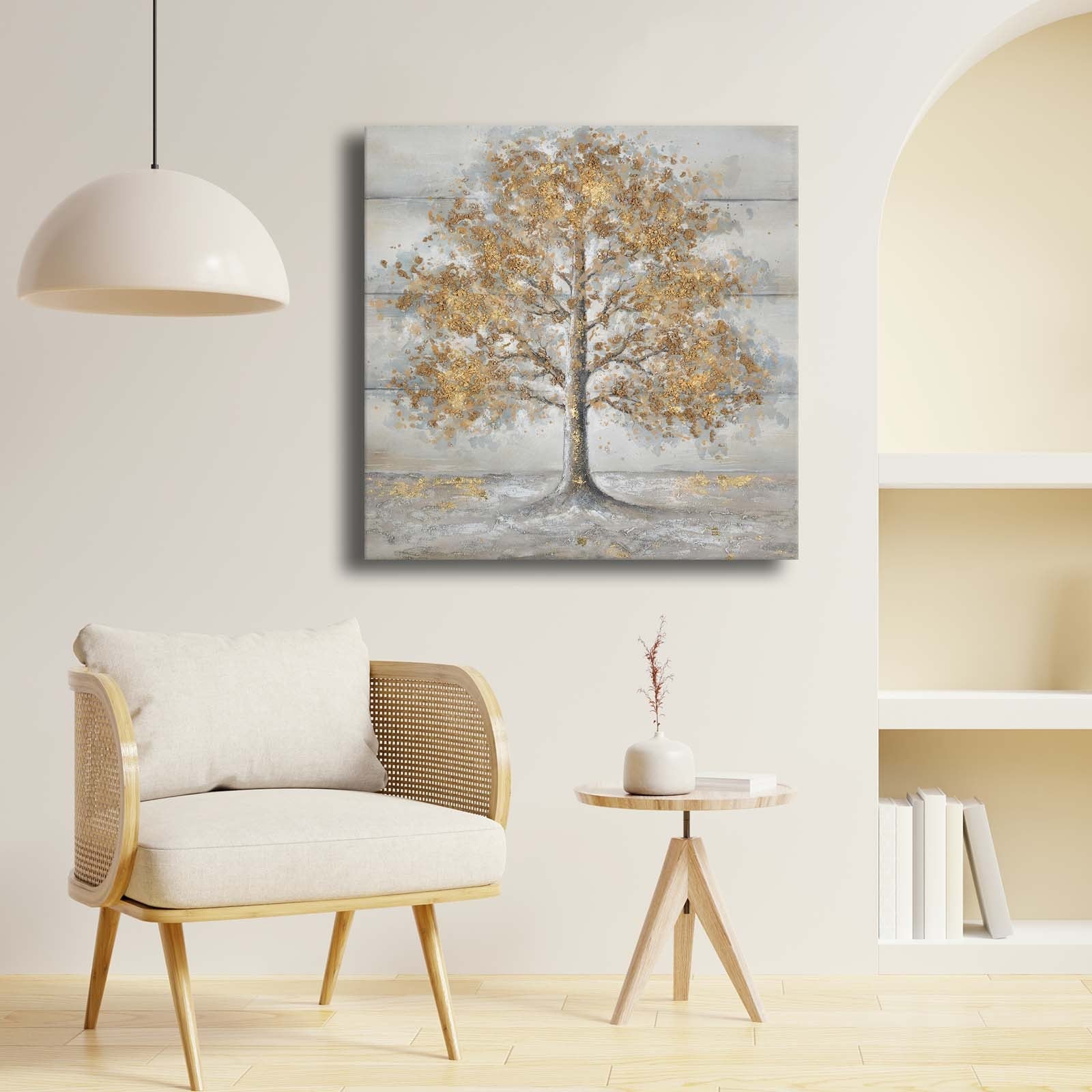 Quadro Decorativo em Tela Multicolor 69x69cm - Moldura Madeira de Pinho - Canvas Premium 2,8mm