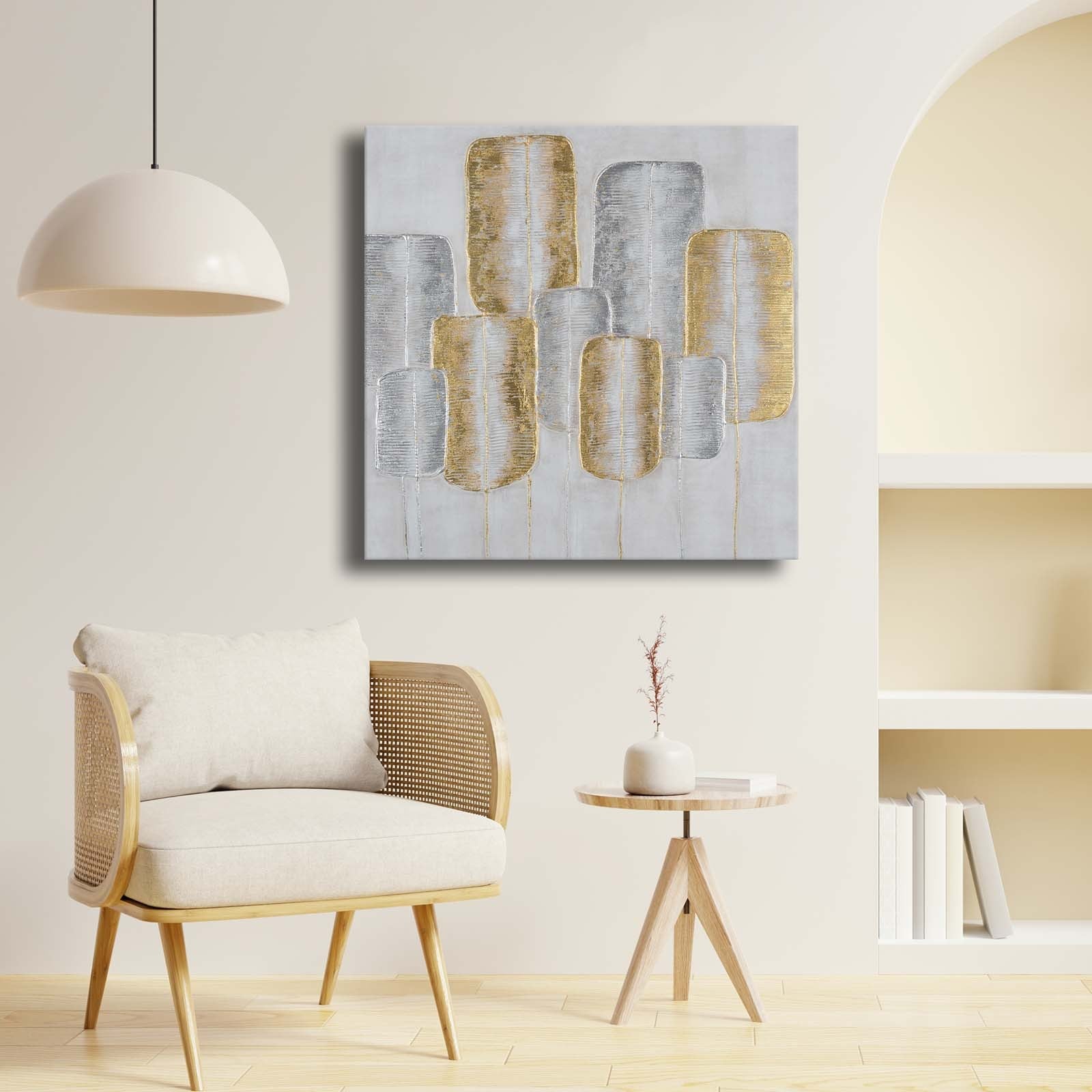 Quadro Decorativo em Tela Multicolor 69x69cm - Moldura Madeira de Pinho - Canvas Premium 2,8mm