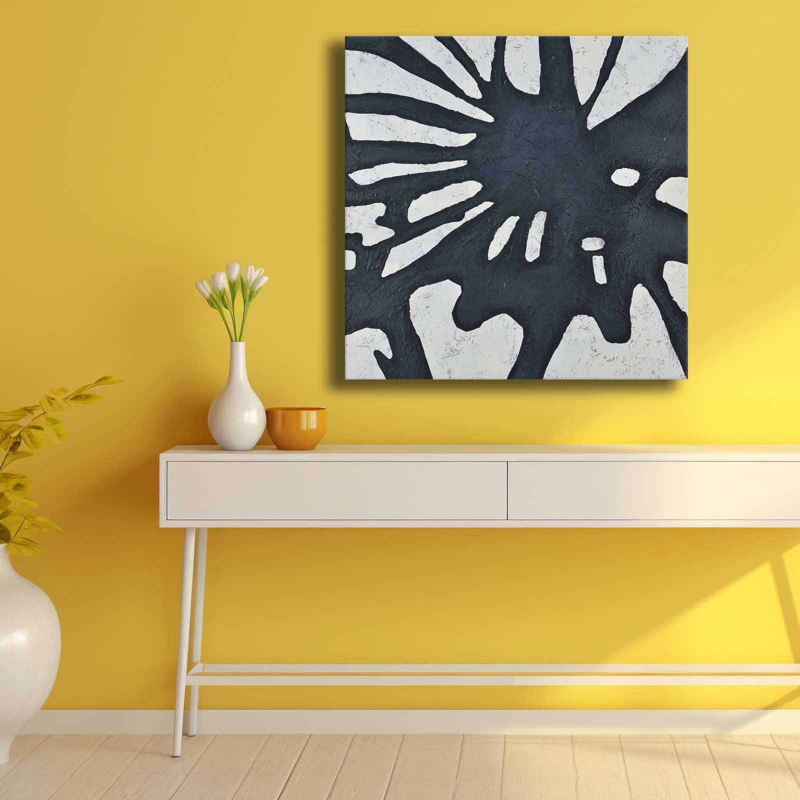 Quadro Decorativo em Tela Multicolor 69x69cm - Moldura Madeira de Pinho - Canvas Premium 2,8mm