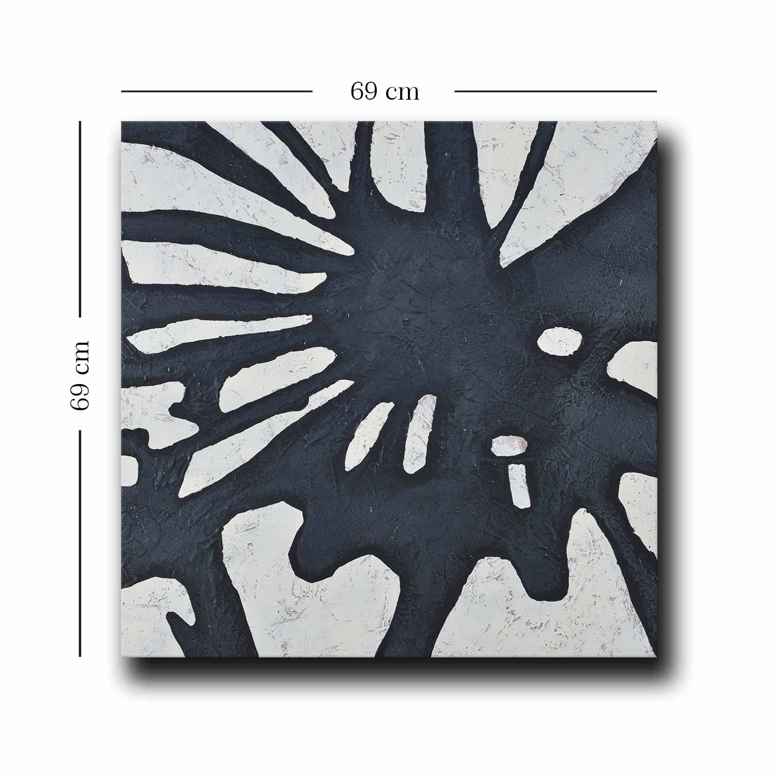 Quadro Decorativo em Tela Multicolor 69x69cm - Moldura Madeira de Pinho - Canvas Premium 2,8mm