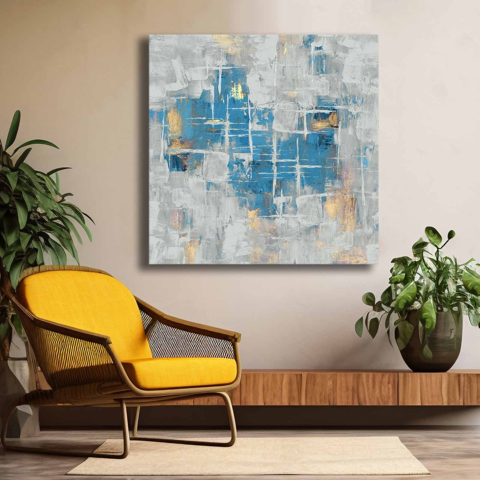 Quadro Decorativo em Tela Multicolor 69x69cm - Moldura Madeira de Pinho - Canvas Premium 2,8mm