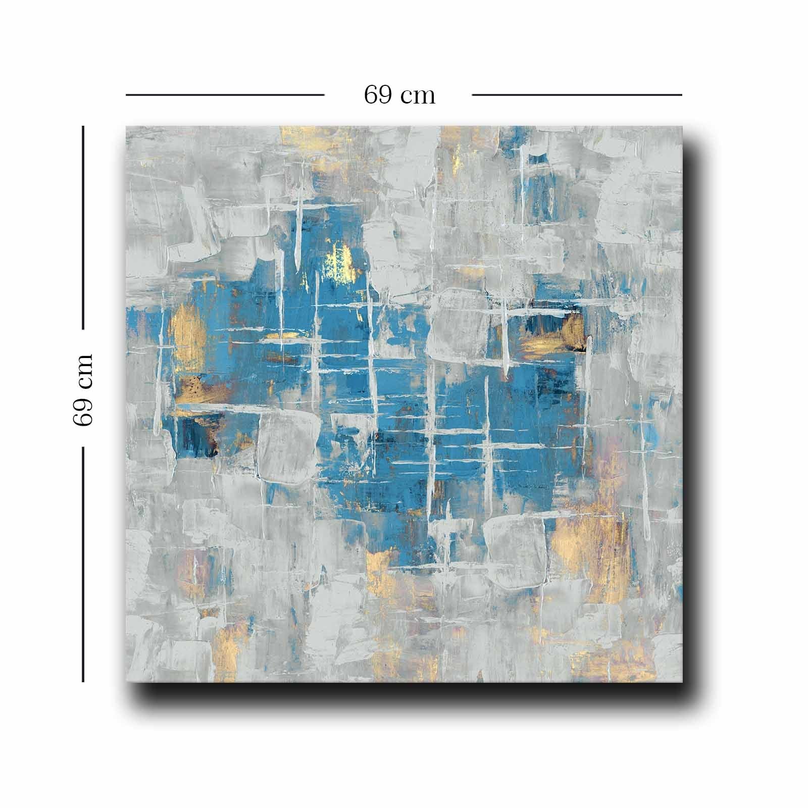 Quadro Decorativo em Tela Multicolor 69x69cm - Moldura Madeira de Pinho - Canvas Premium 2,8mm