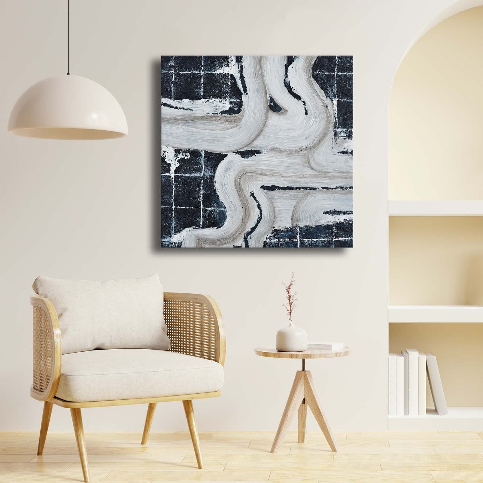 Quadro Decorativo em Tela Multicolor 69x69cm - Moldura Madeira de Pinho - Canvas Premium 2,8mm