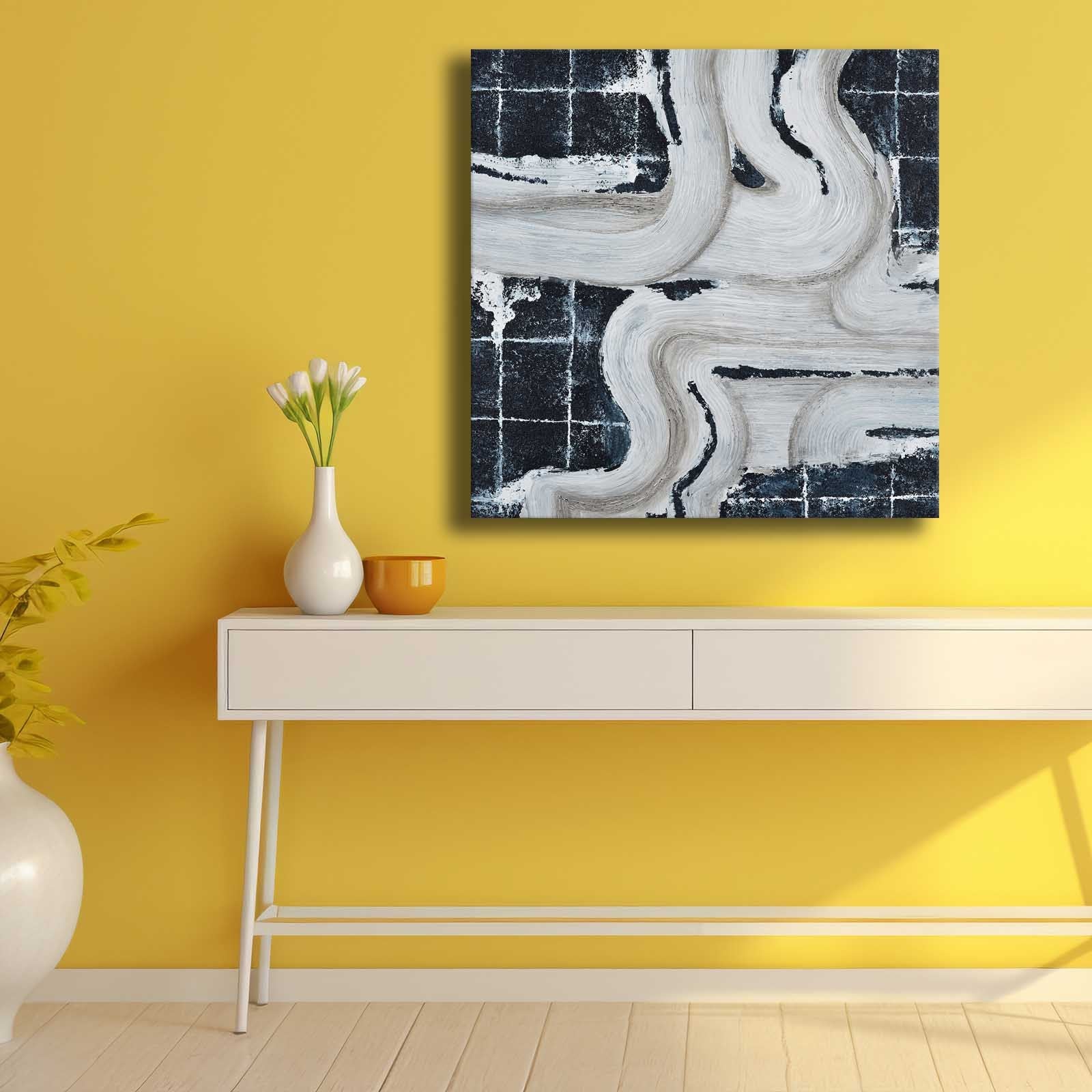 Quadro Decorativo em Tela Multicolor 69x69cm - Moldura Madeira de Pinho - Canvas Premium 2,8mm