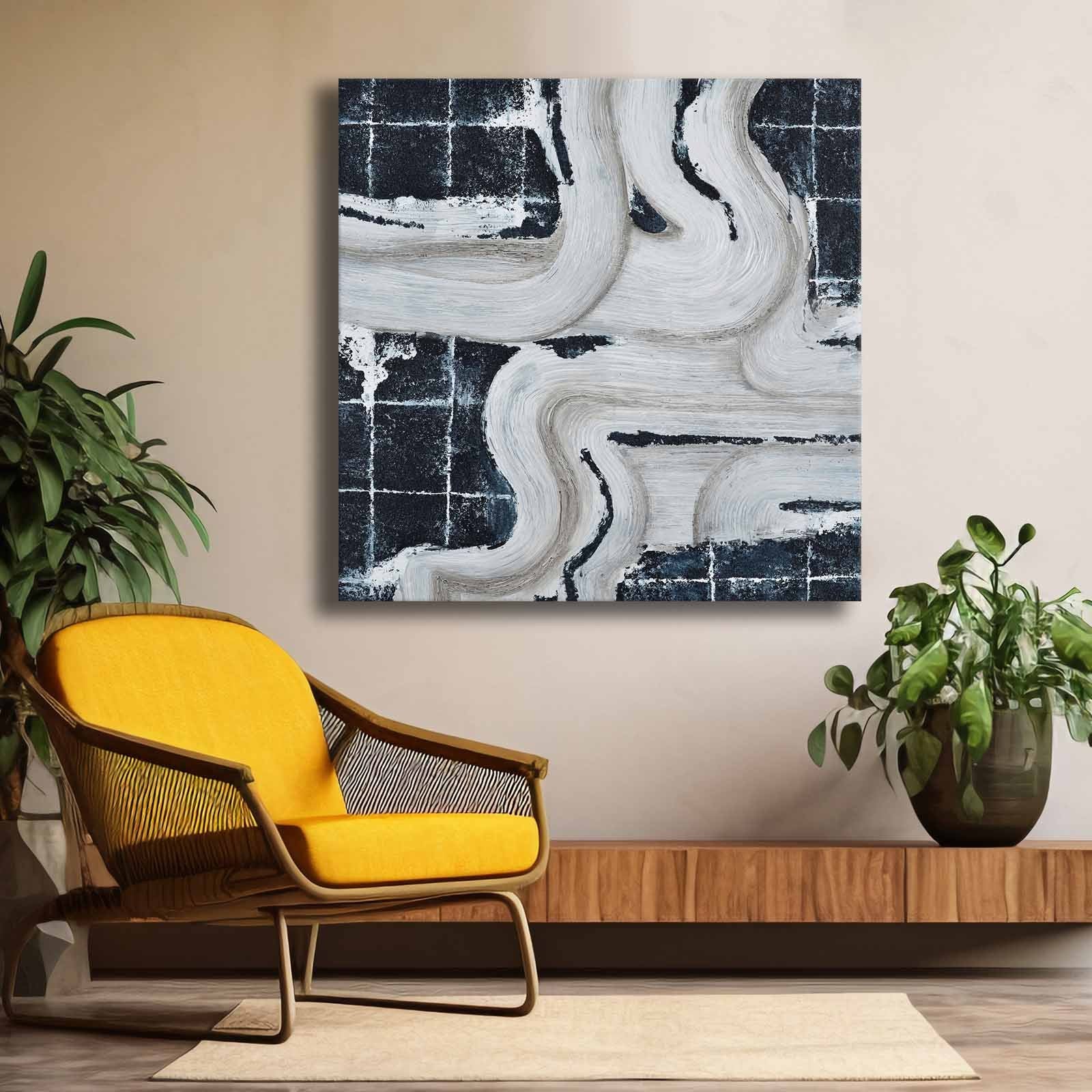 Quadro Decorativo em Tela Multicolor 69x69cm - Moldura Madeira de Pinho - Canvas Premium 2,8mm