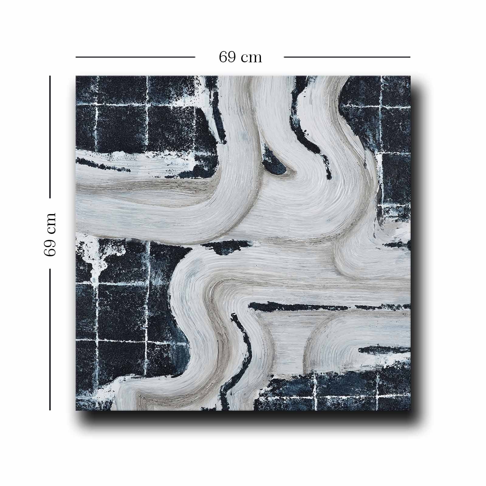 Quadro Decorativo em Tela Multicolor 69x69cm - Moldura Madeira de Pinho - Canvas Premium 2,8mm