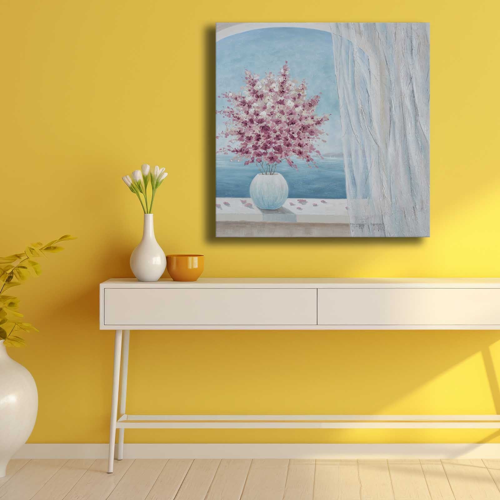 Quadro Decorativo em Tela Multicolor 69x69cm - Moldura Madeira de Pinho - Canvas Premium 2,8mm