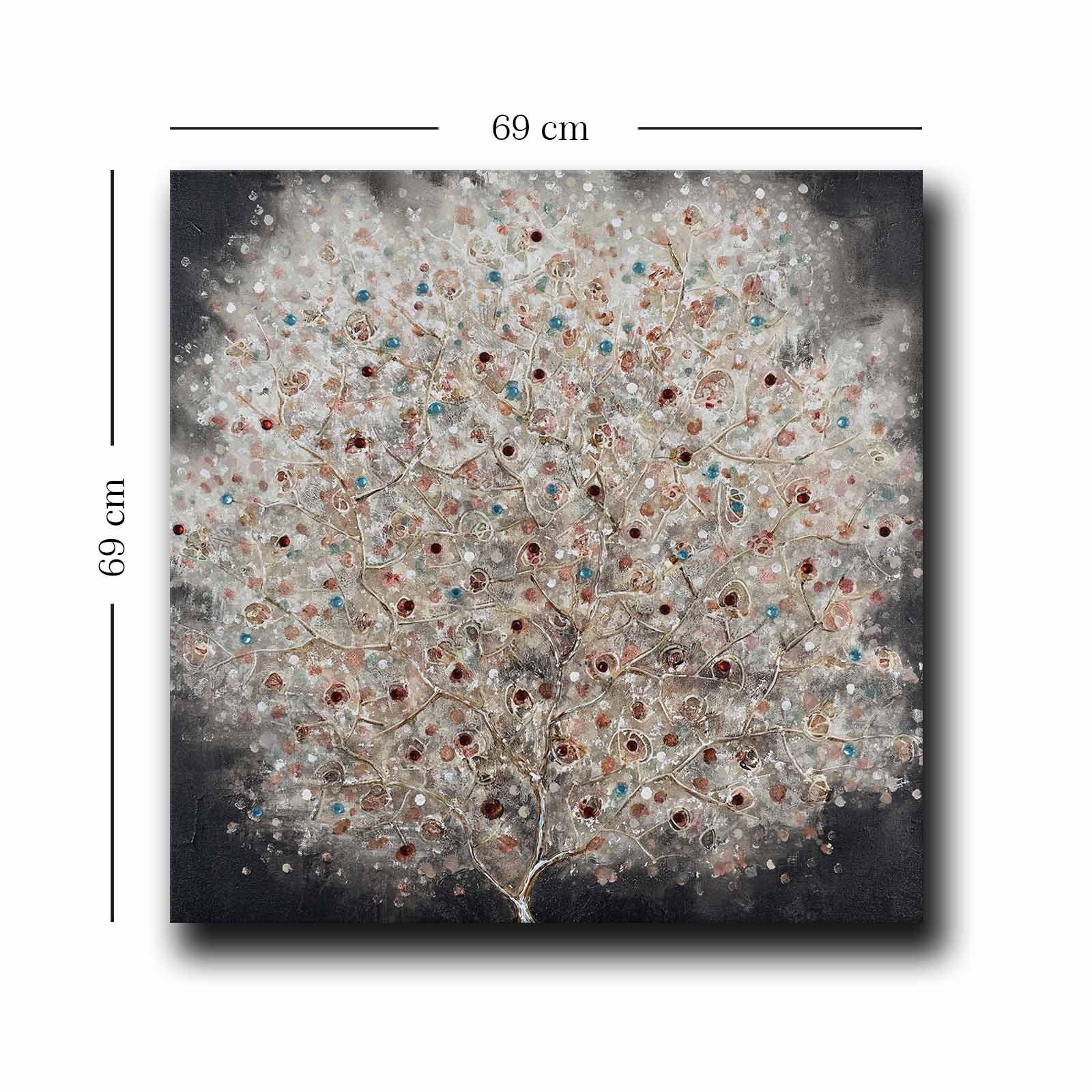 Quadro Decorativo em Tela Multicolor 69x69cm - Moldura Madeira de Pinho - Canvas Premium 2,8mm