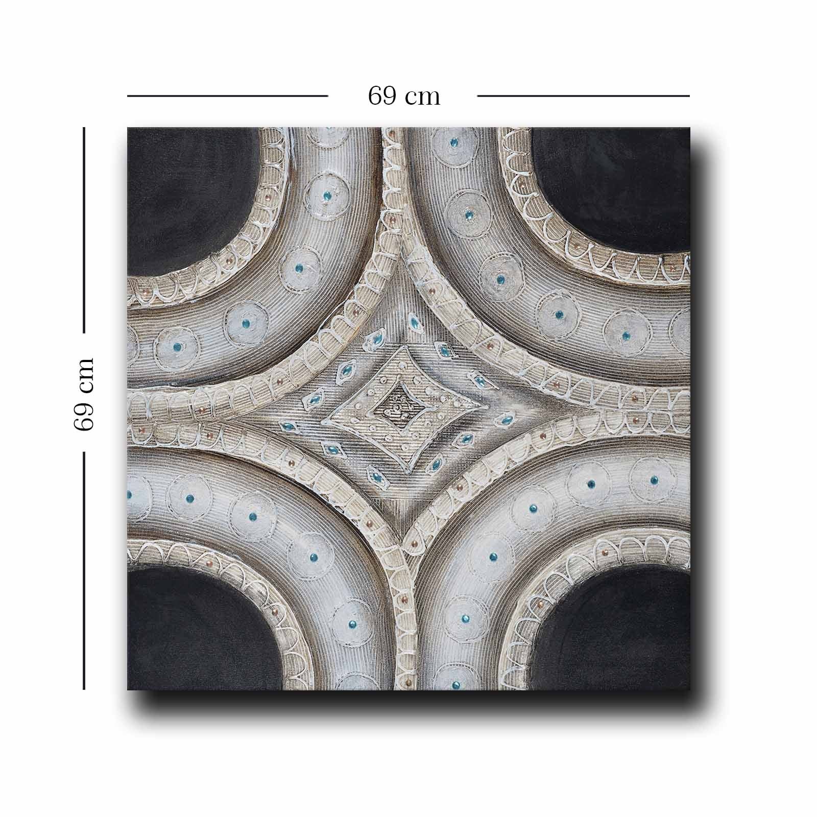 Quadro Decorativo em Tela Multicolor 69x69cm - Moldura Madeira de Pinho - Canvas Premium 2,8mm