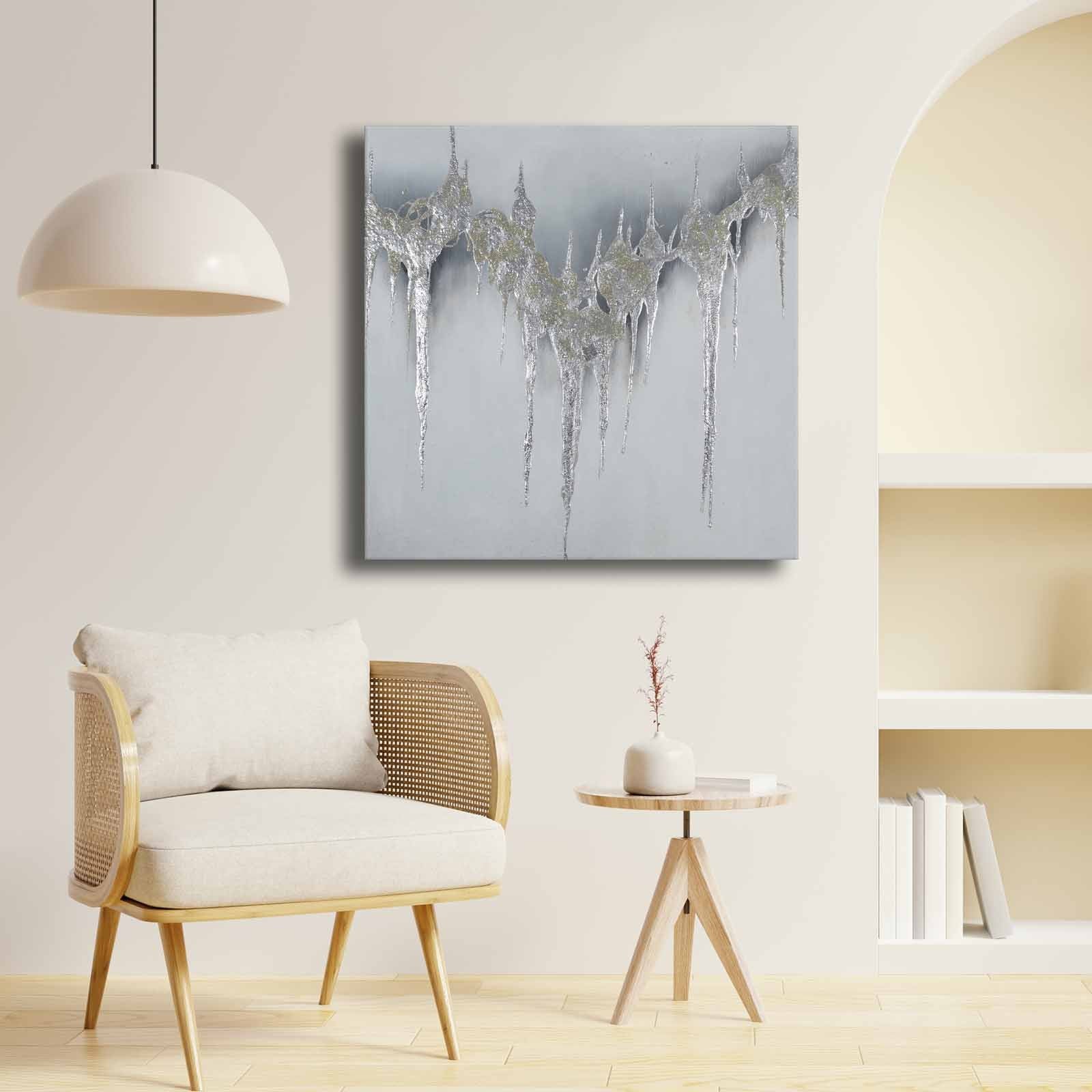 Quadro Decorativo em Tela Multicolor 69x69cm - Moldura Madeira de Pinho - Canvas Premium 2,8mm