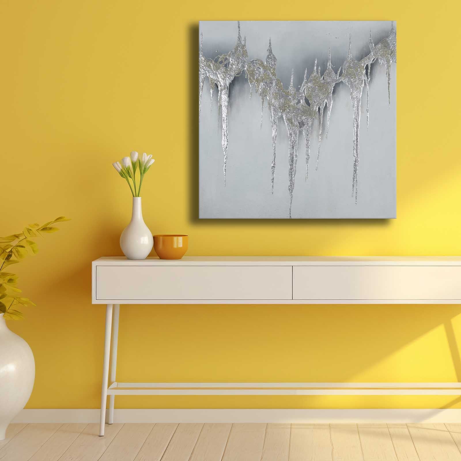 Quadro Decorativo em Tela Multicolor 69x69cm - Moldura Madeira de Pinho - Canvas Premium 2,8mm