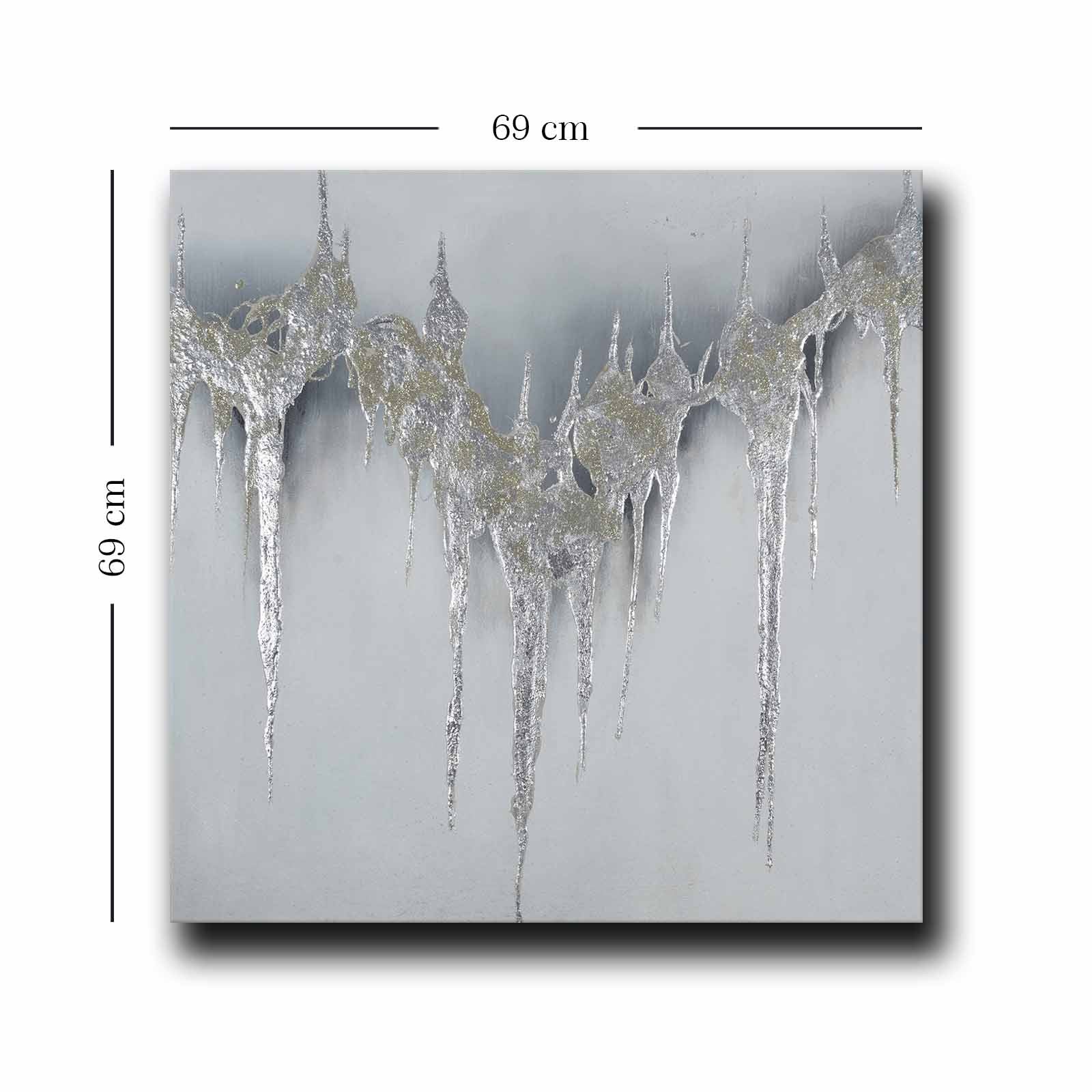 Quadro Decorativo em Tela Multicolor 69x69cm - Moldura Madeira de Pinho - Canvas Premium 2,8mm