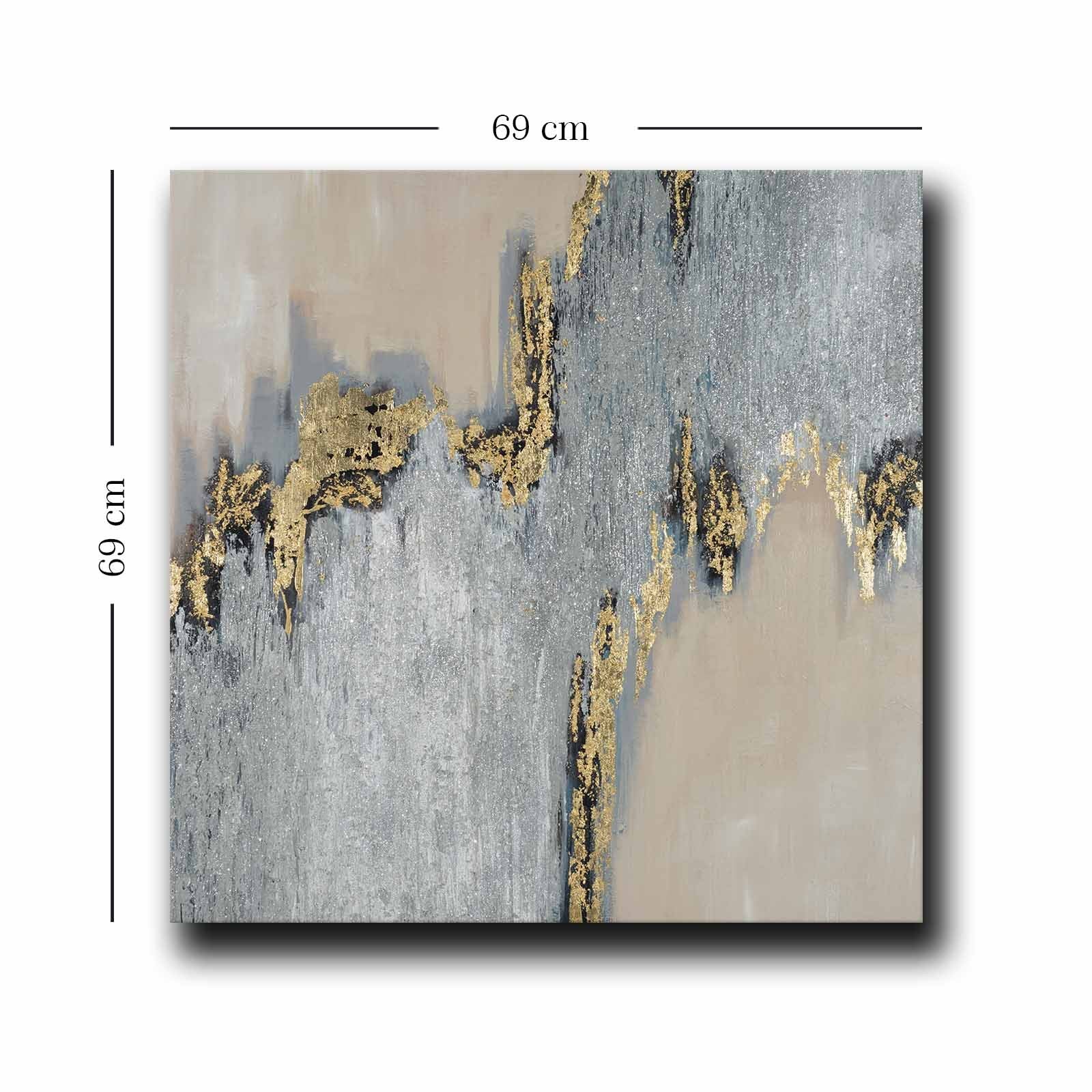 Quadro Decorativo em Tela Multicolor 69x69cm - Moldura Madeira de Pinho - Canvas Premium 2,8mm