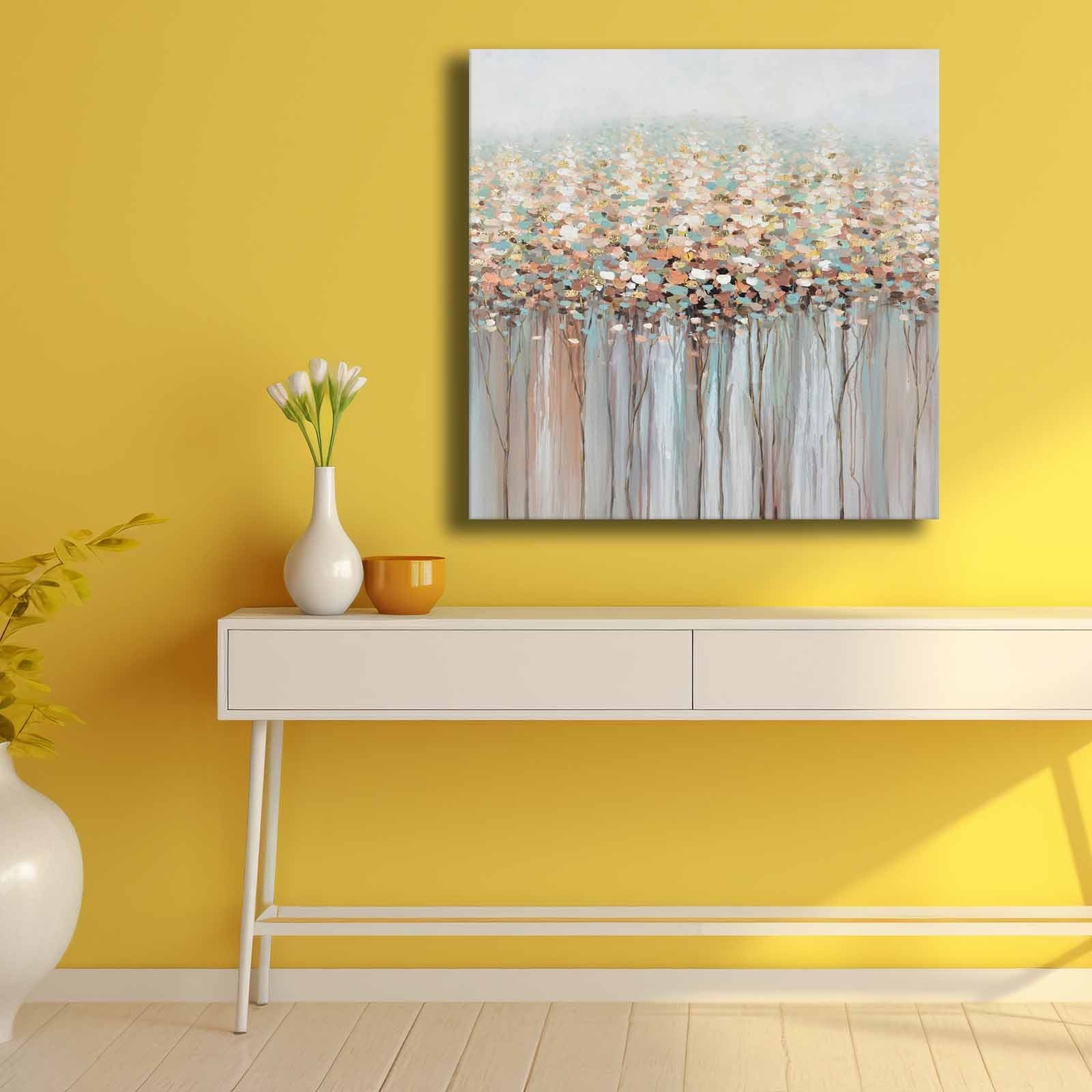 Quadro Decorativo em Tela Multicolor 69x69cm - Moldura Madeira de Pinho - Canvas Premium 2,8mm