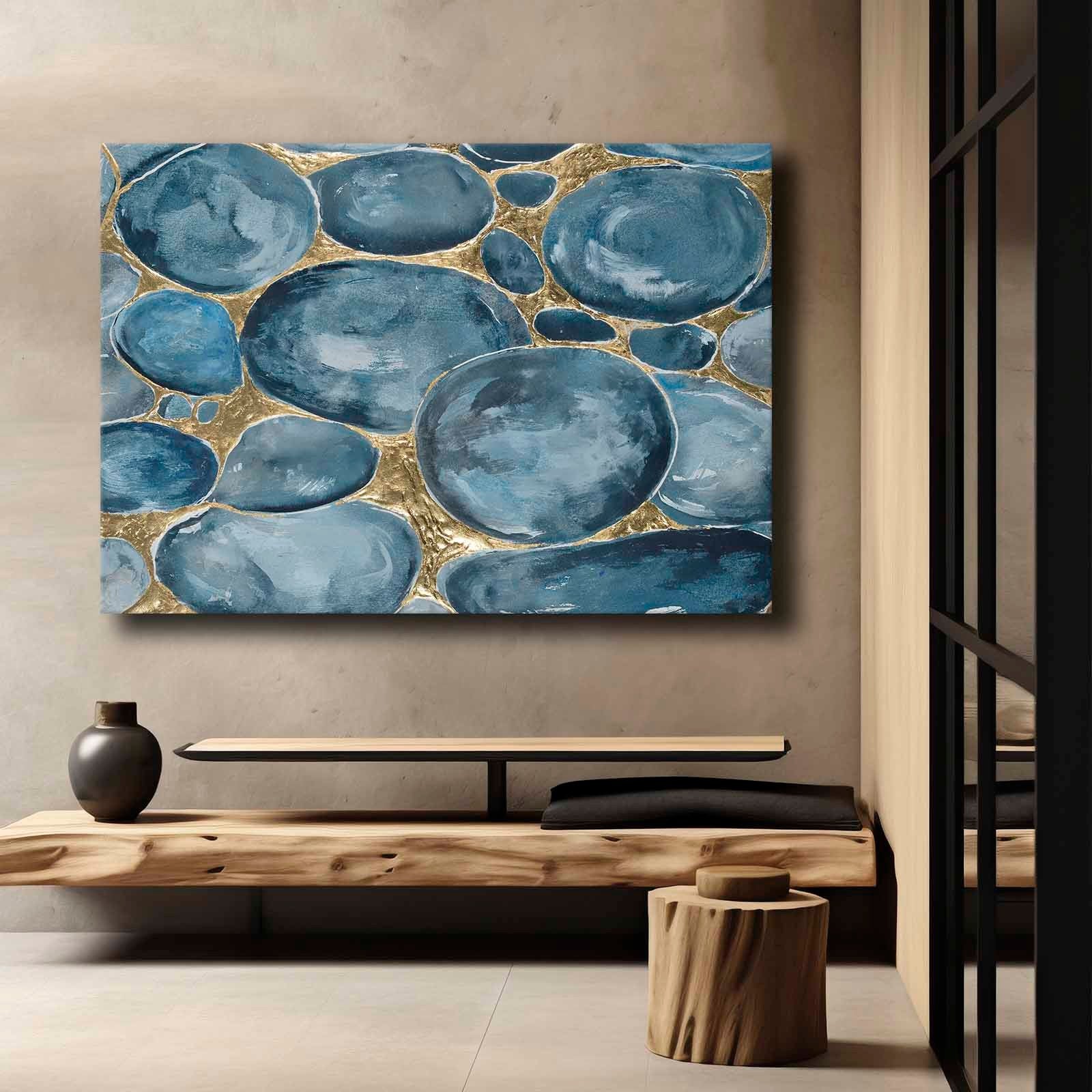 Quadro Decorativo em Tela 70x100cm - Pintura Multicolor em Canvas Premium com Moldura de Pinho Natural