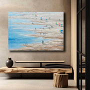 Quadro Decorativo em Tela 70x100cm - Pintura Multicolor em Canvas Premium com Moldura de Pinho Natural