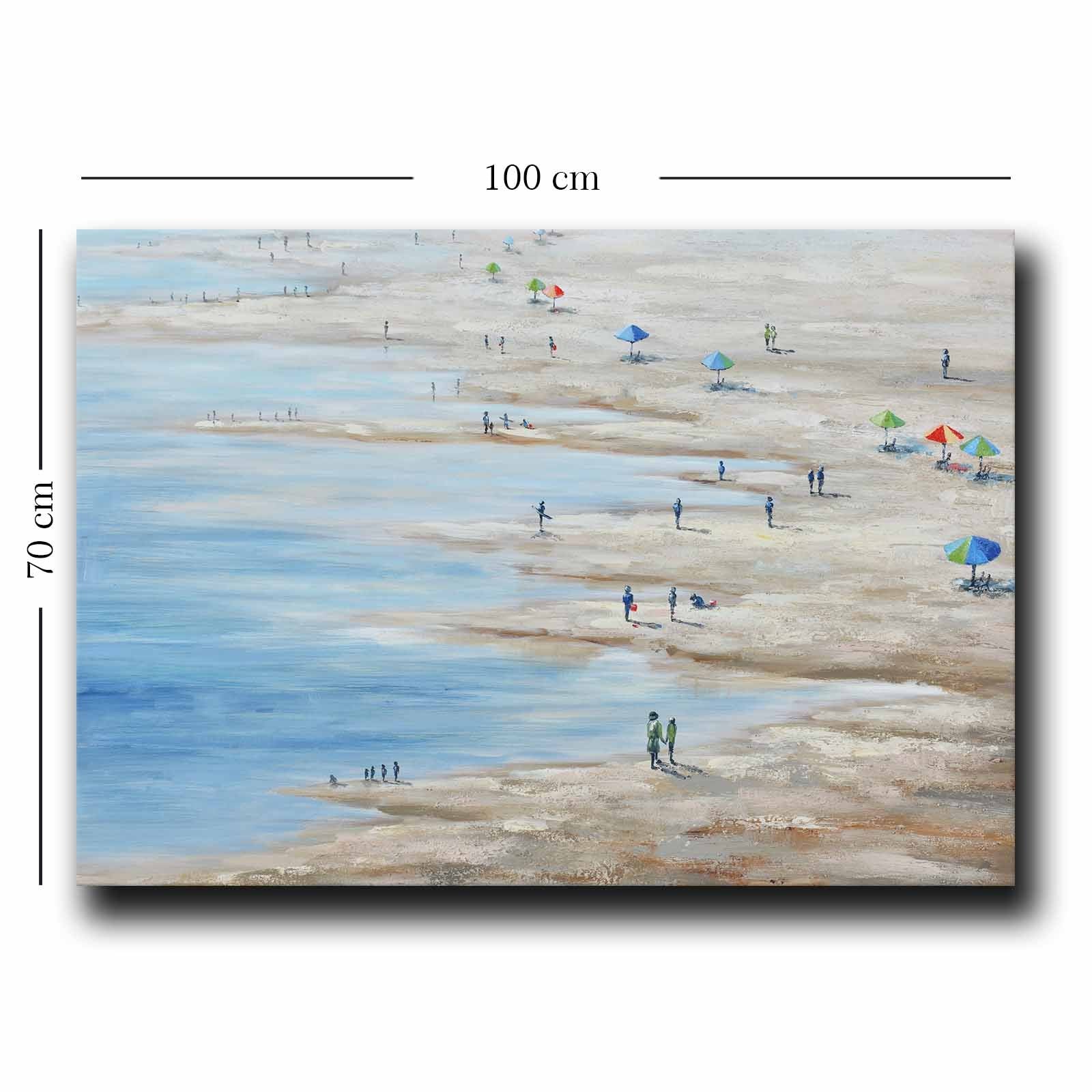 Quadro Decorativo em Tela 70x100cm - Pintura Multicolor em Canvas Premium com Moldura de Pinho Natural