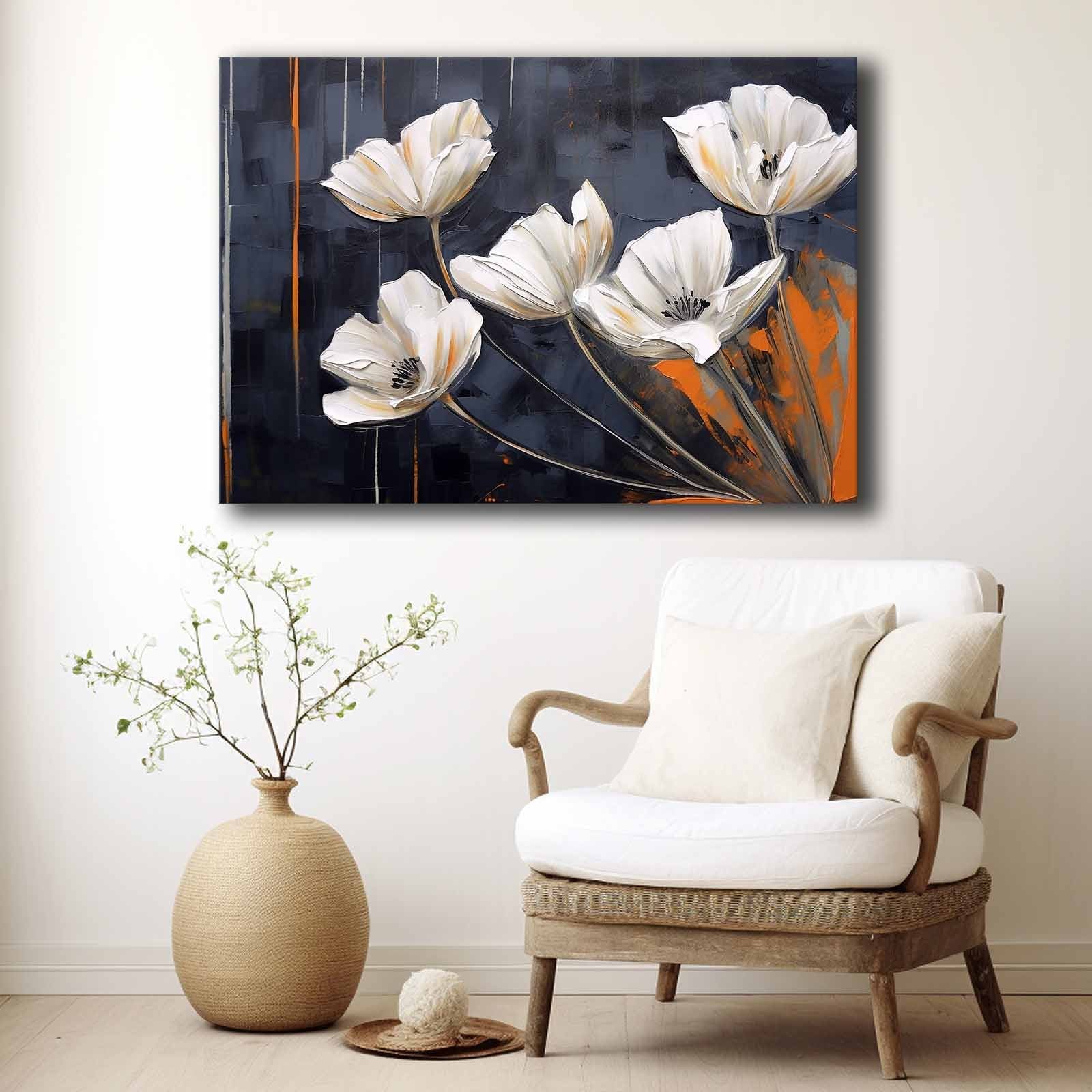 Quadro Decorativo em Tela 70x100cm - Pintura Multicolor em Canvas Premium com Moldura de Pinho Natural