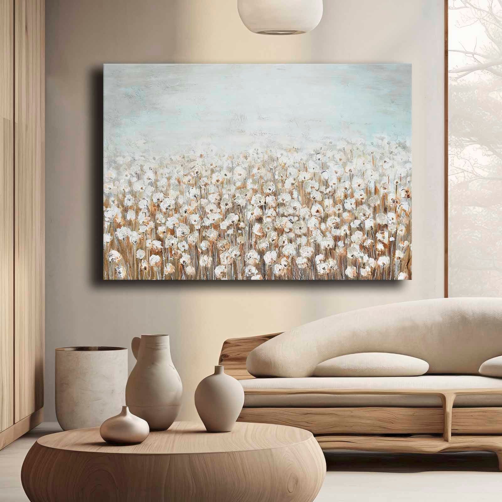 Quadro Decorativo em Tela 70x100cm - Pintura Multicolor em Canvas Premium com Moldura de Pinho Natural