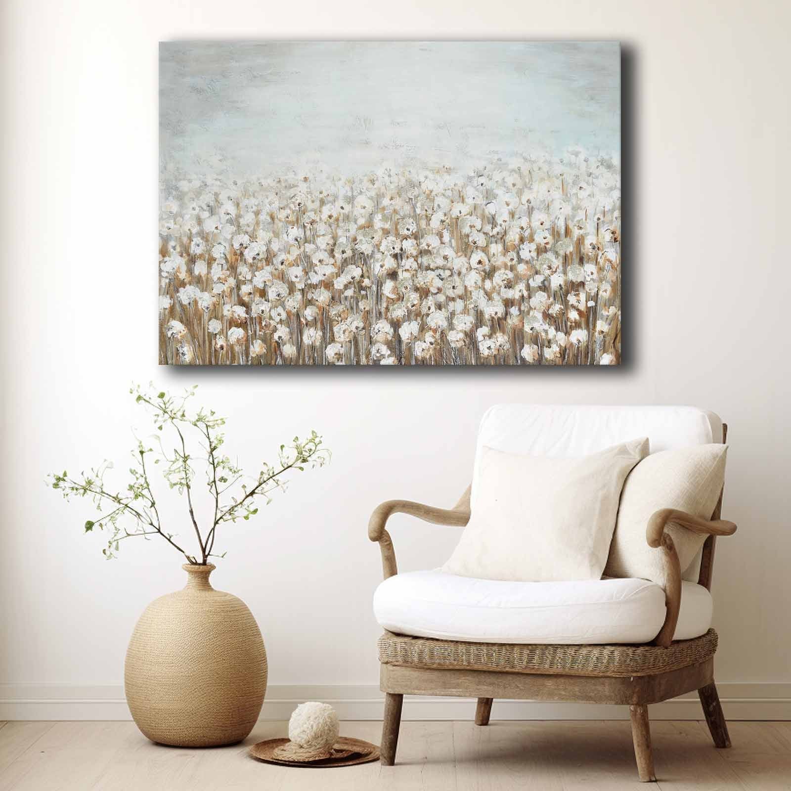 Quadro Decorativo em Tela 70x100cm - Pintura Multicolor em Canvas Premium com Moldura de Pinho Natural