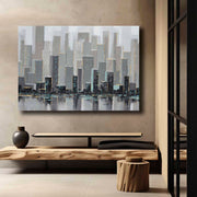 Quadro Decorativo em Tela 70x100cm - Pintura Multicolor em Canvas Premium com Moldura de Pinho Natural