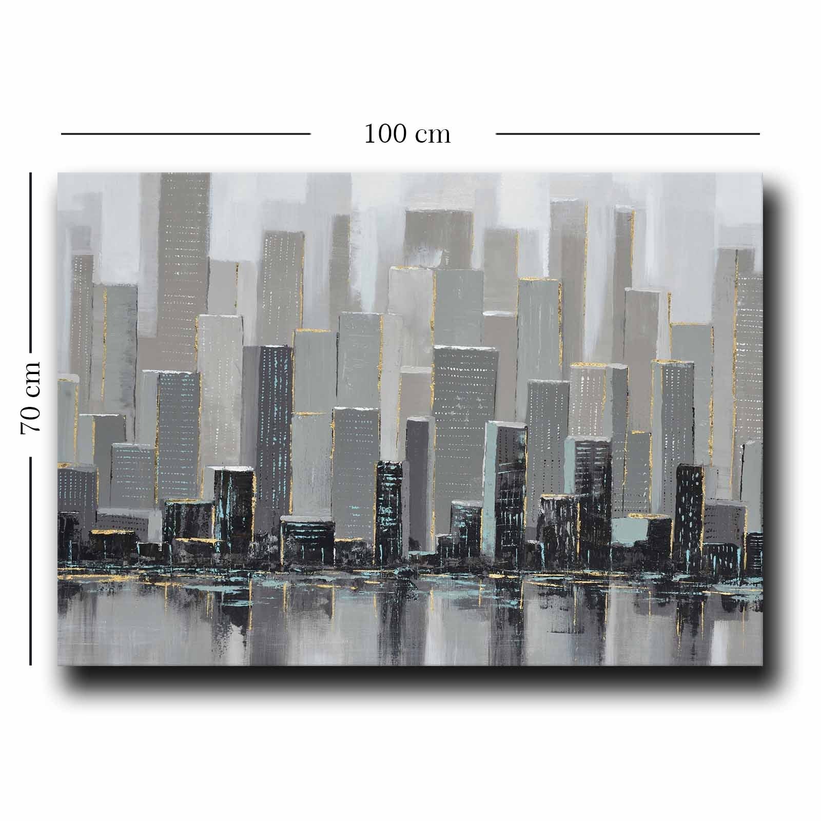 Quadro Decorativo em Tela 70x100cm - Pintura Multicolor em Canvas Premium com Moldura de Pinho Natural