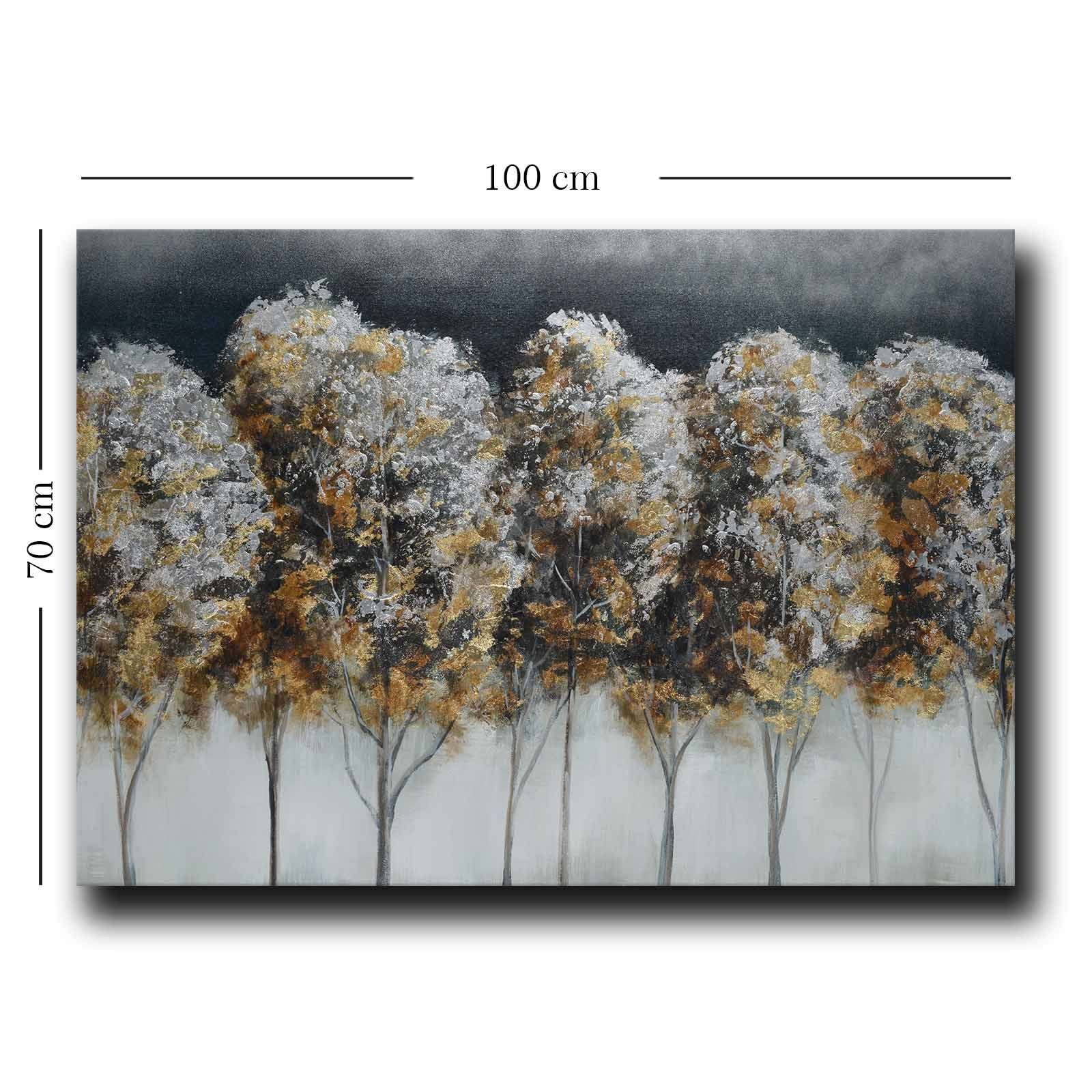 Quadro Decorativo em Tela 70x100cm - Pintura Multicolor em Canvas Premium com Moldura de Pinho Natural