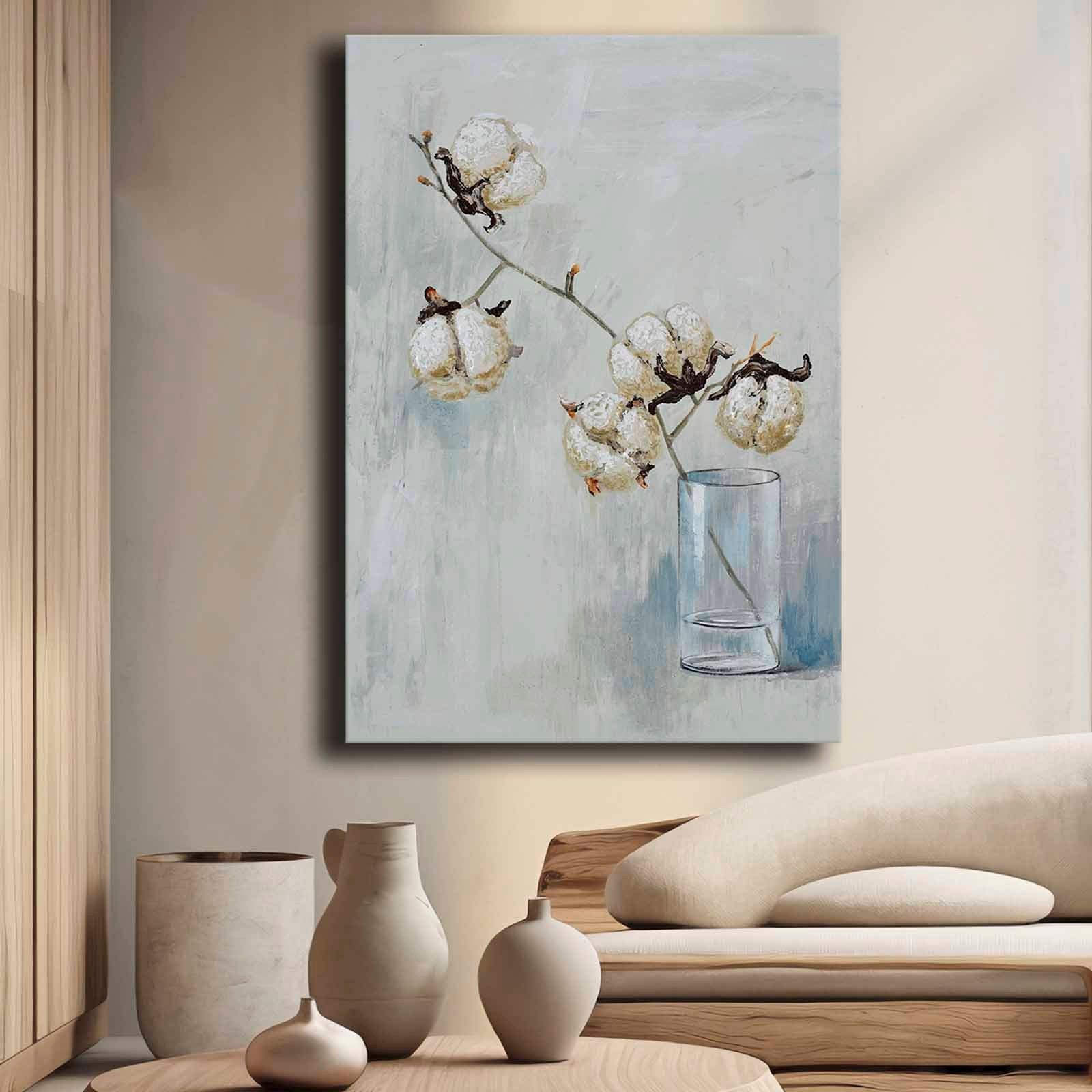 Quadro Decorativo em Tela 70x100cm - Pintura Multicolor em Canvas Premium com Moldura de Pinho Natural