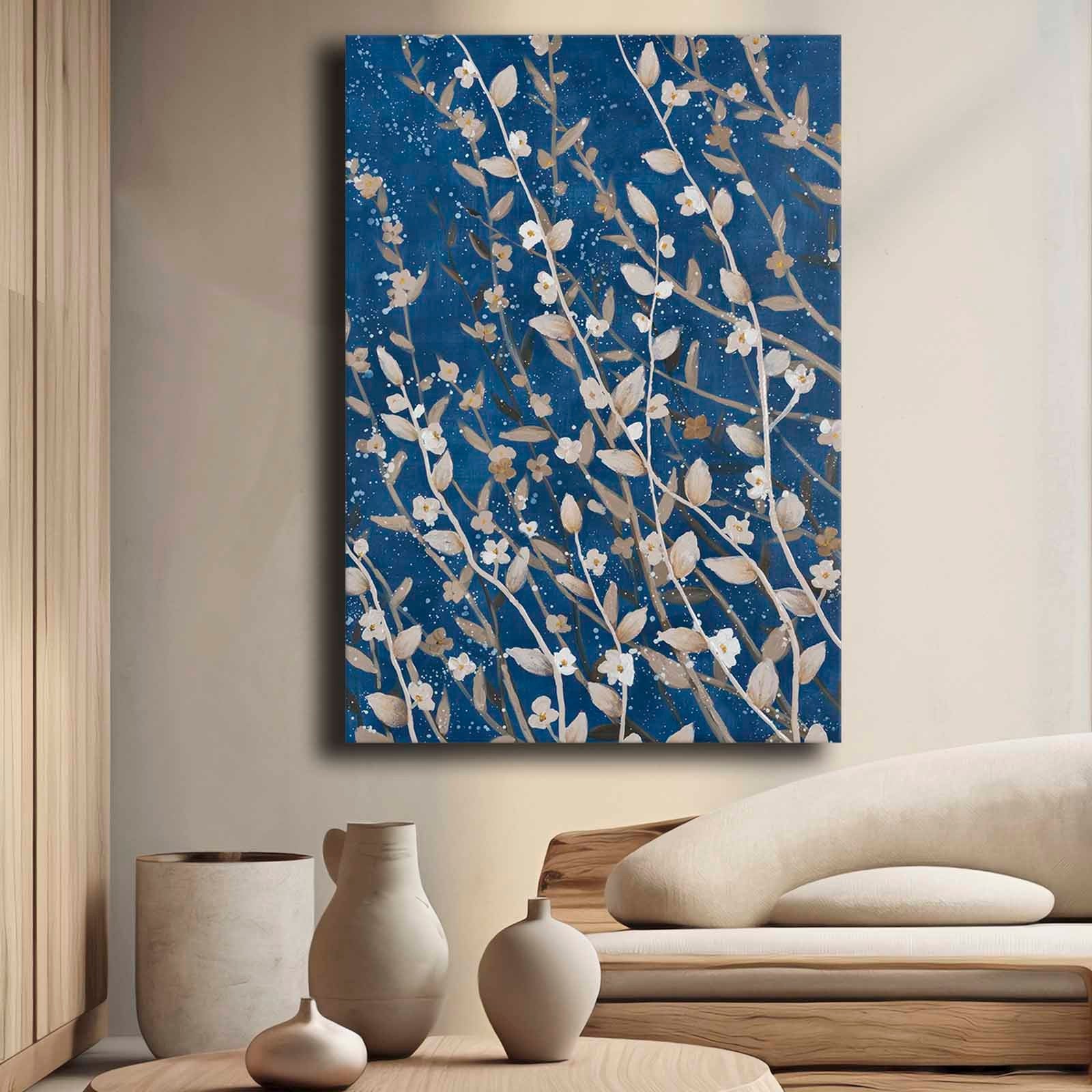 Quadro Decorativo em Tela 70x100cm - Pintura Multicolor em Canvas Premium com Moldura de Pinho Natural