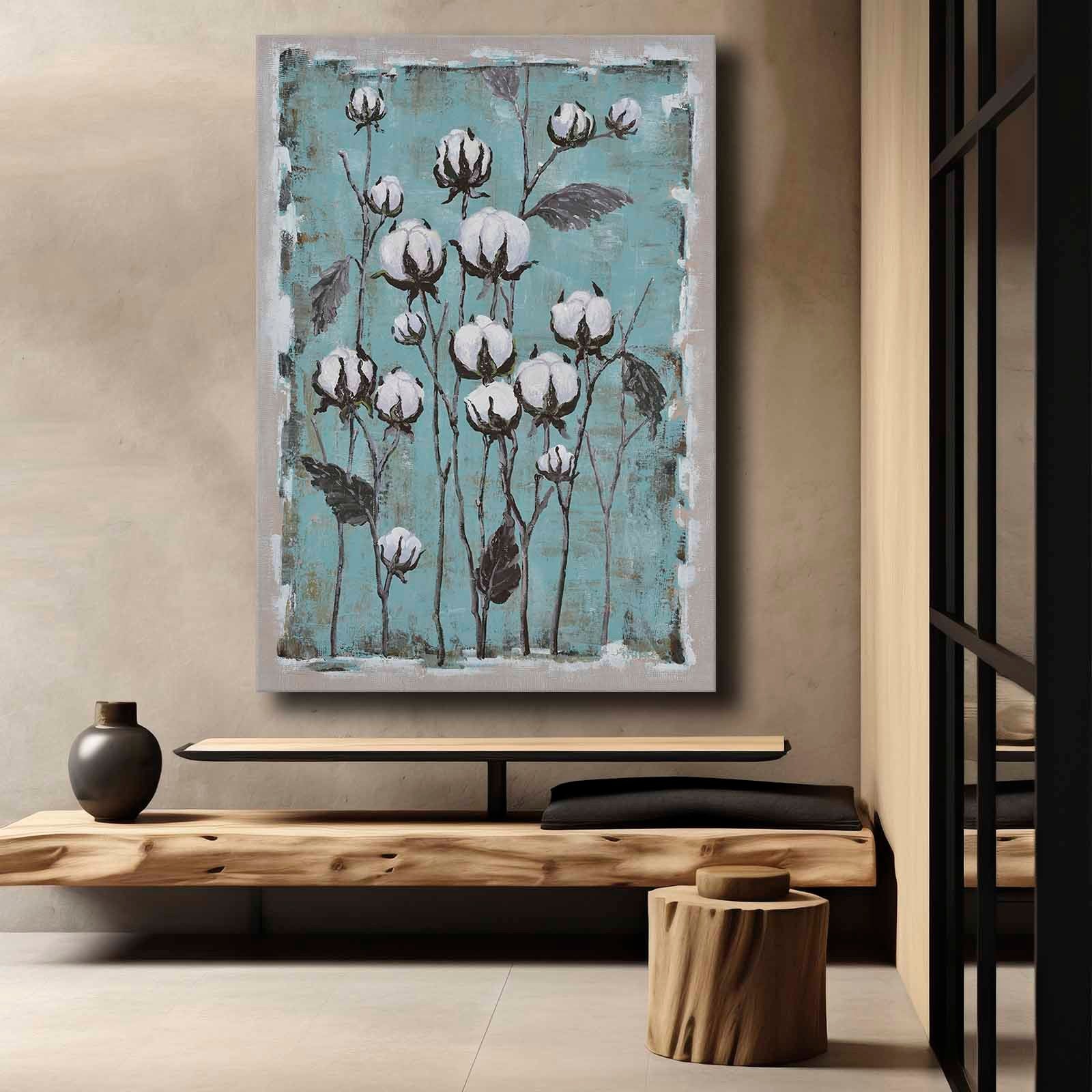 Quadro Decorativo em Tela 70x100cm - Pintura Multicolor em Canvas Premium com Moldura de Pinho Natural