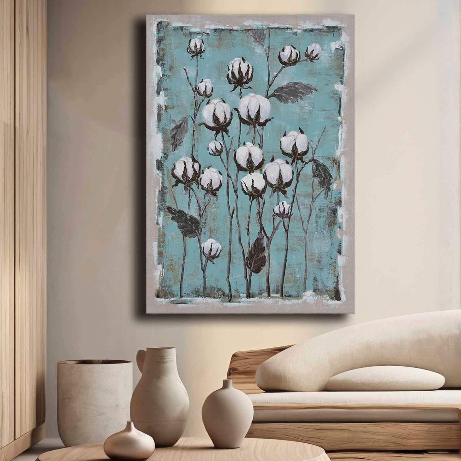 Quadro Decorativo em Tela 70x100cm - Pintura Multicolor em Canvas Premium com Moldura de Pinho Natural