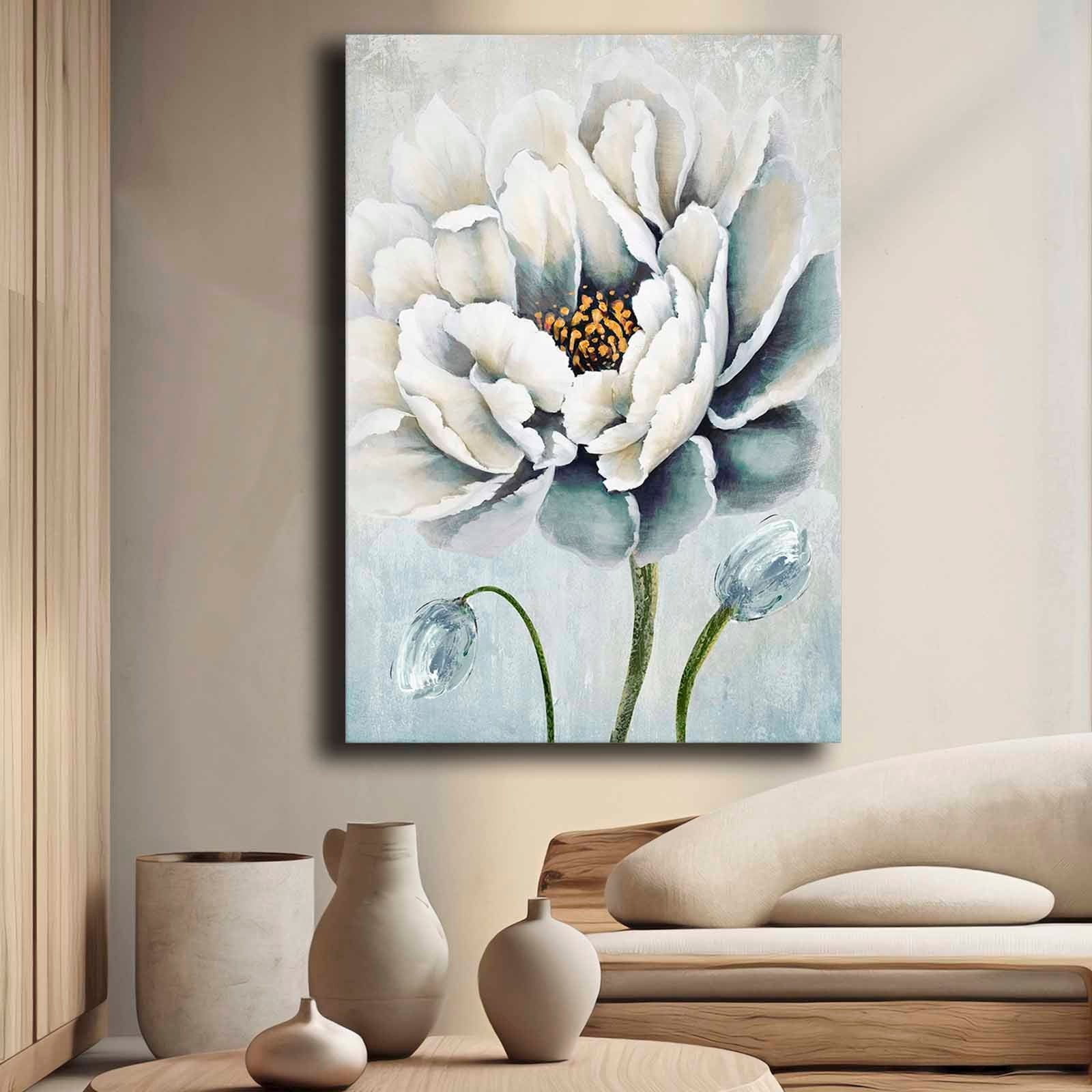 Quadro Decorativo em Tela 70x100cm - Pintura Multicolor em Canvas Premium com Moldura de Pinho Natural