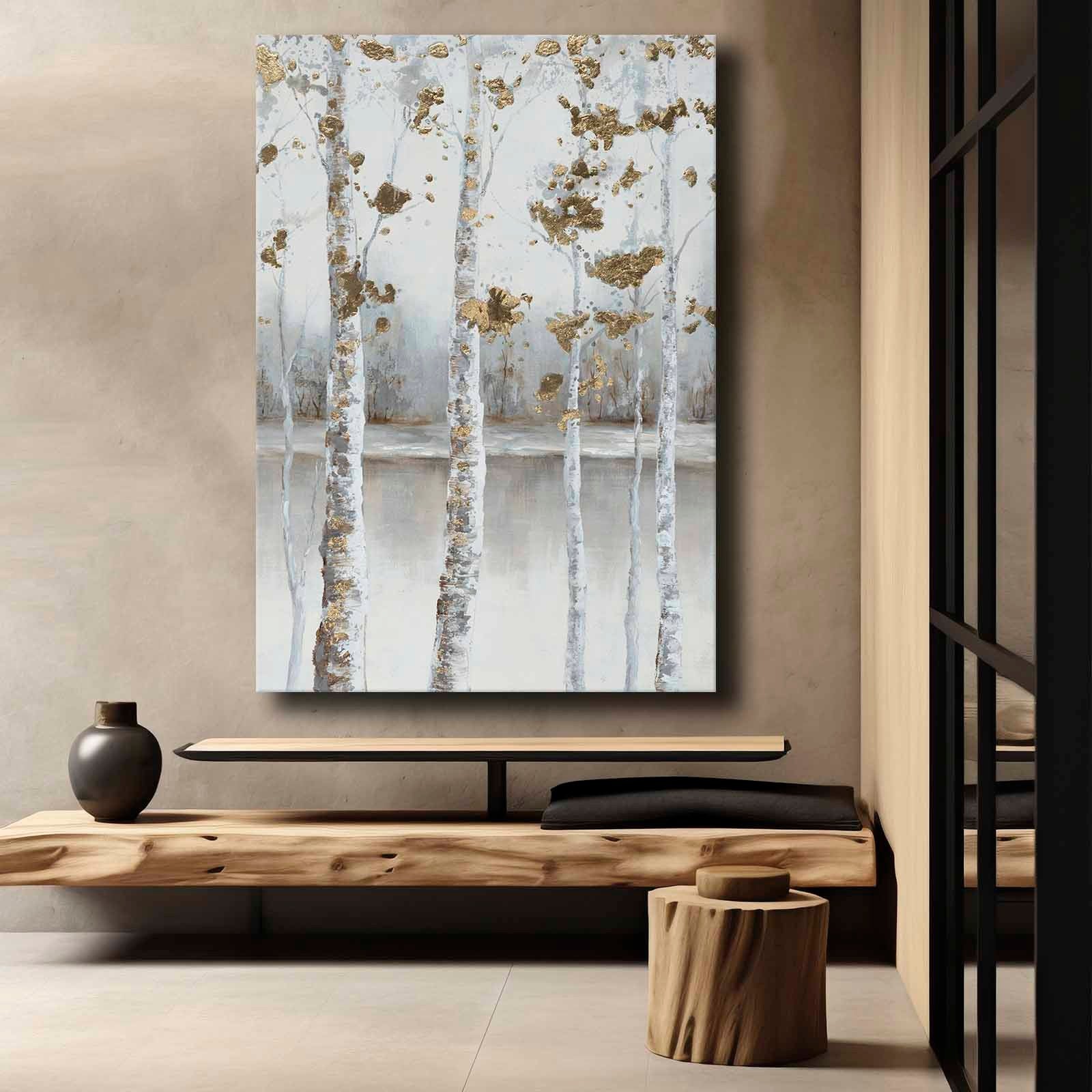 Quadro Decorativo em Tela 70x100cm - Pintura Multicolor em Canvas Premium com Moldura de Pinho Natural