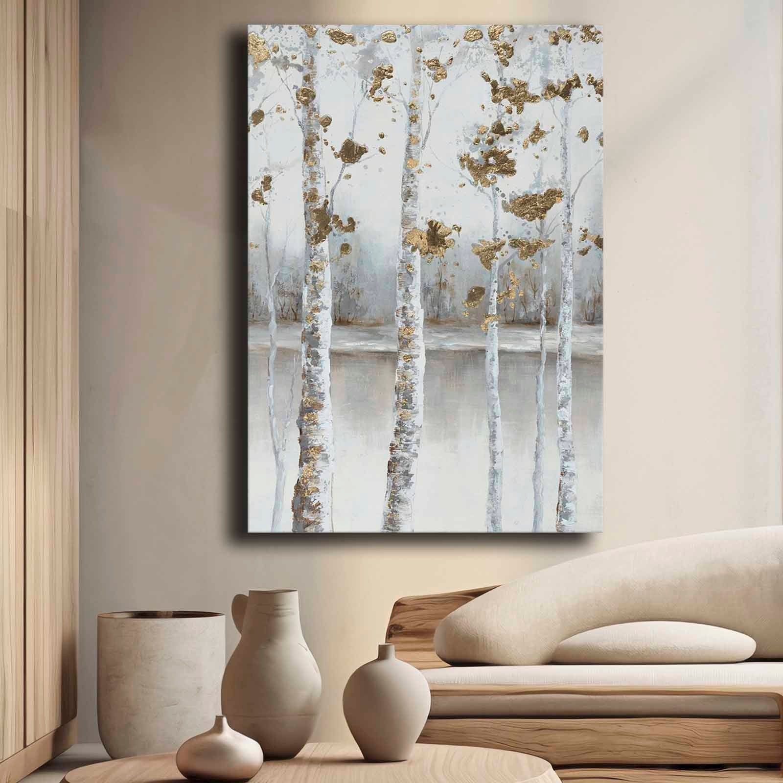 Quadro Decorativo em Tela 70x100cm - Pintura Multicolor em Canvas Premium com Moldura de Pinho Natural