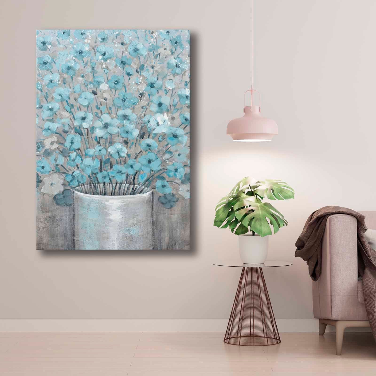 Quadro Decorativo em Tela 70x100cm - Pintura Multicolor em Canvas Premium com Moldura de Pinho Natural