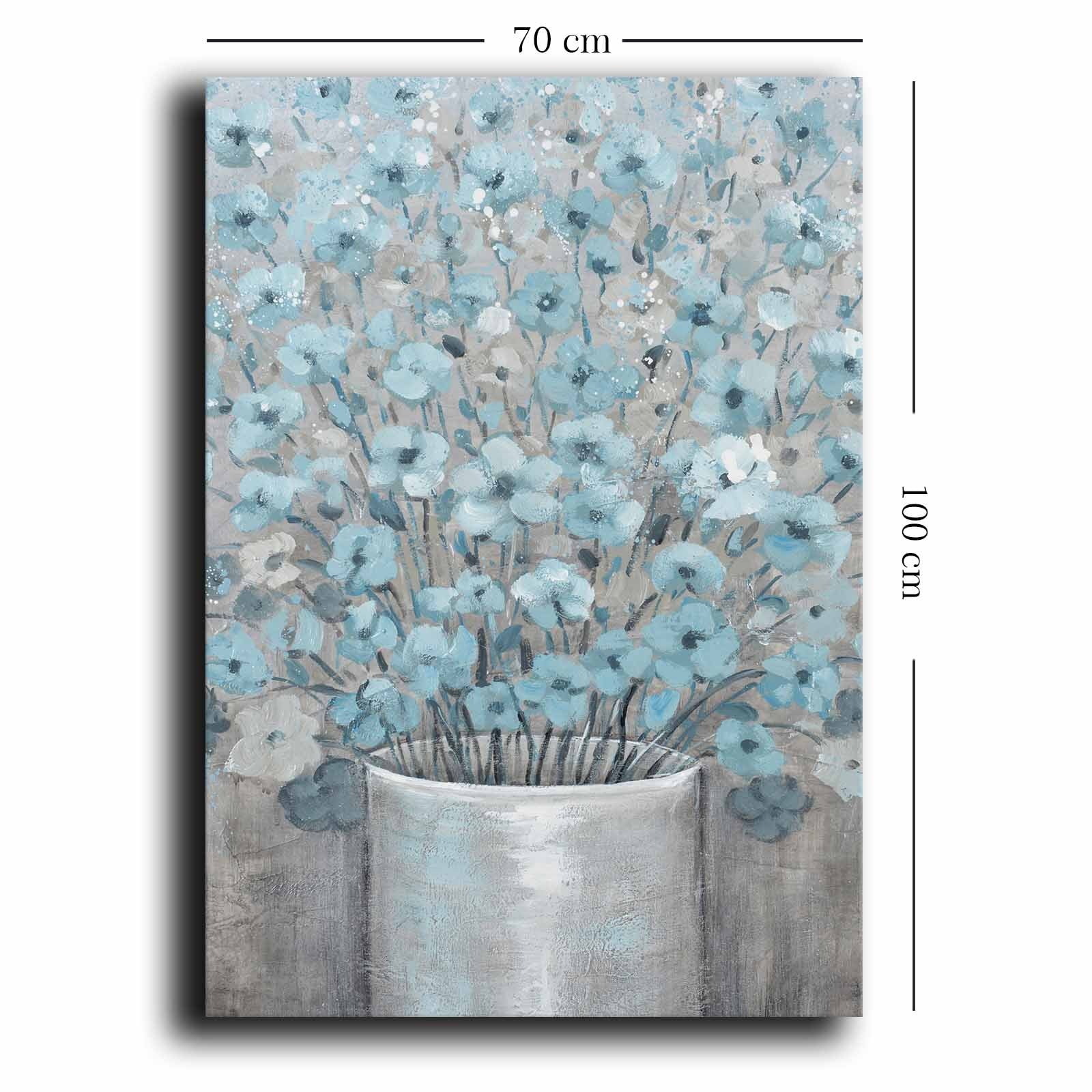 Quadro Decorativo em Tela 70x100cm - Pintura Multicolor em Canvas Premium com Moldura de Pinho Natural