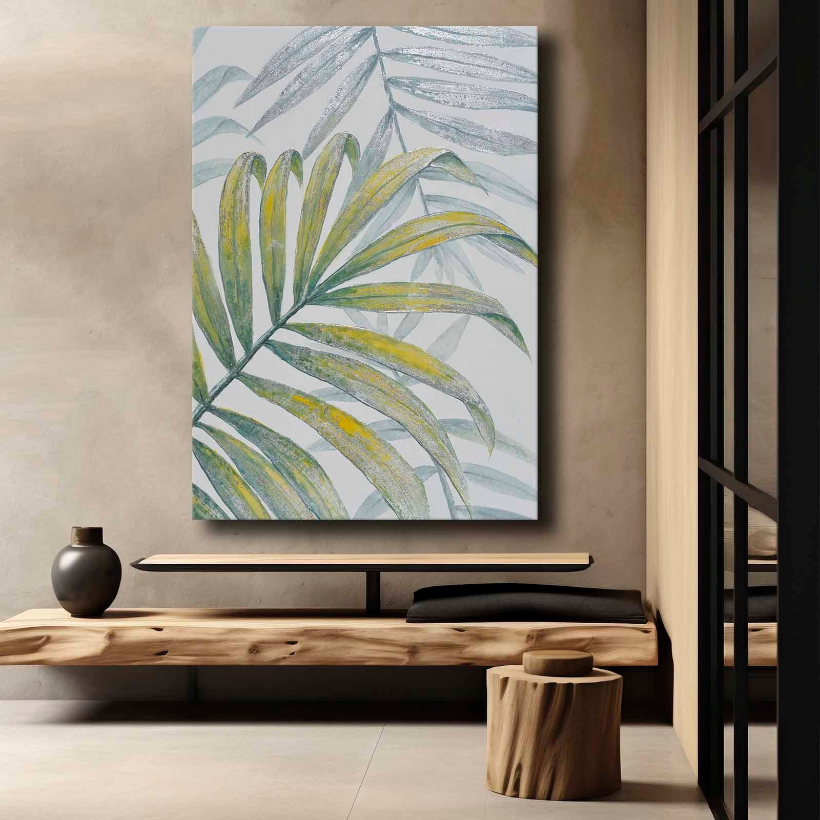 Quadro Decorativo em Tela 70x100cm - Pintura Multicolor em Canvas Premium com Moldura de Pinho Natural