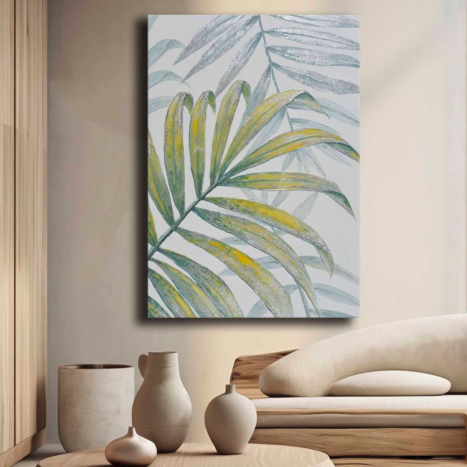 Quadro Decorativo em Tela 70x100cm - Pintura Multicolor em Canvas Premium com Moldura de Pinho Natural
