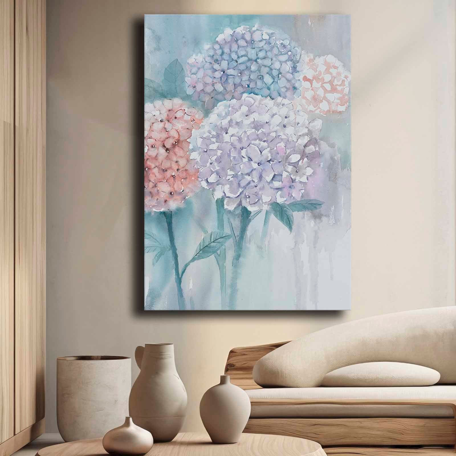 Quadro Decorativo em Tela 70x100cm - Pintura Multicolor em Canvas Premium com Moldura de Pinho Natural