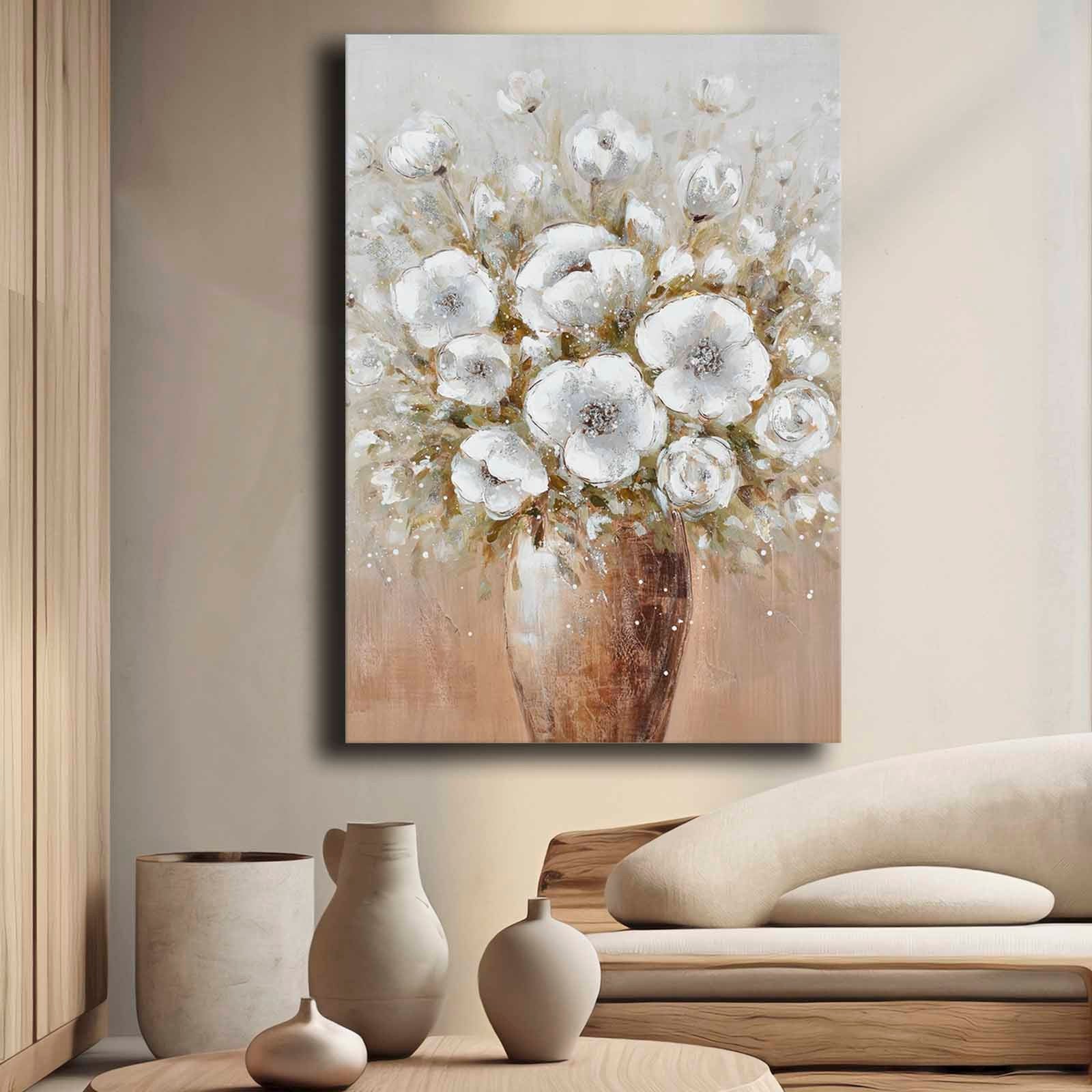 Quadro Decorativo em Tela 70x100cm - Pintura Multicolor em Canvas Premium com Moldura de Pinho Natural