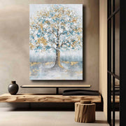 Quadro Decorativo em Tela 70x100cm - Pintura Multicolor em Canvas Premium com Moldura de Pinho Natural