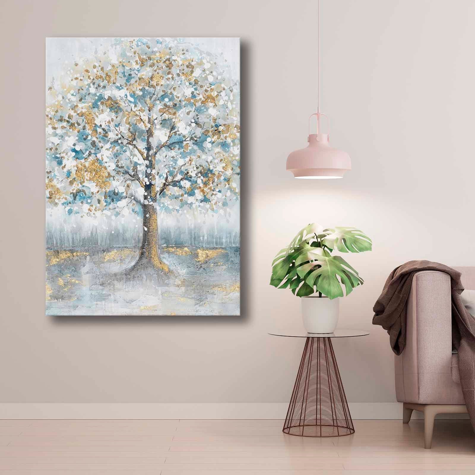 Quadro Decorativo em Tela 70x100cm - Pintura Multicolor em Canvas Premium com Moldura de Pinho Natural