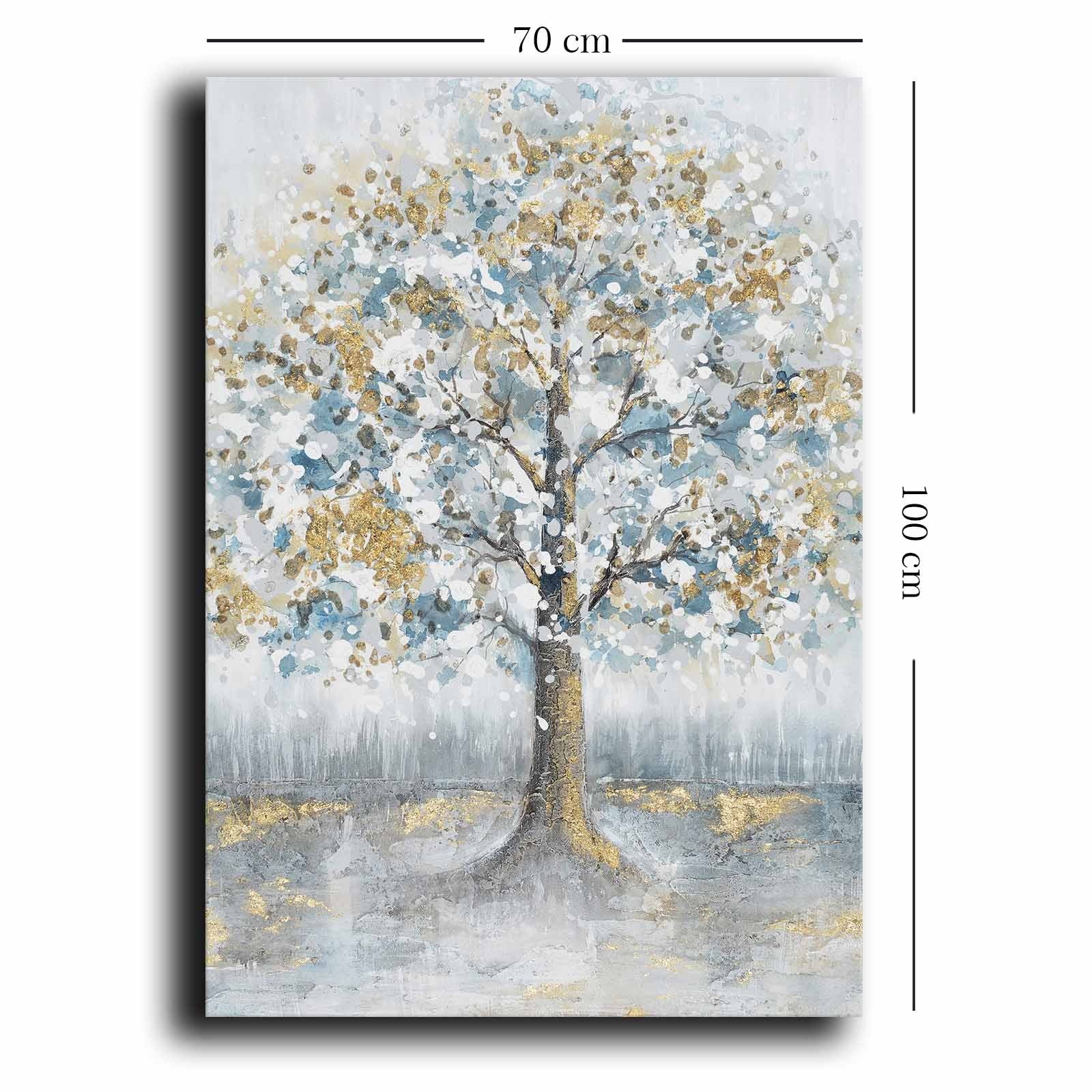 Quadro Decorativo em Tela 70x100cm - Pintura Multicolor em Canvas Premium com Moldura de Pinho Natural