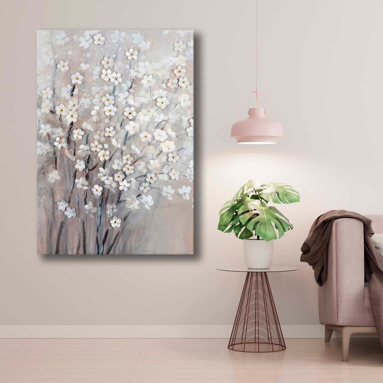 Quadro Decorativo em Tela 70x100cm - Pintura Multicolor em Canvas Premium com Moldura de Pinho Natural