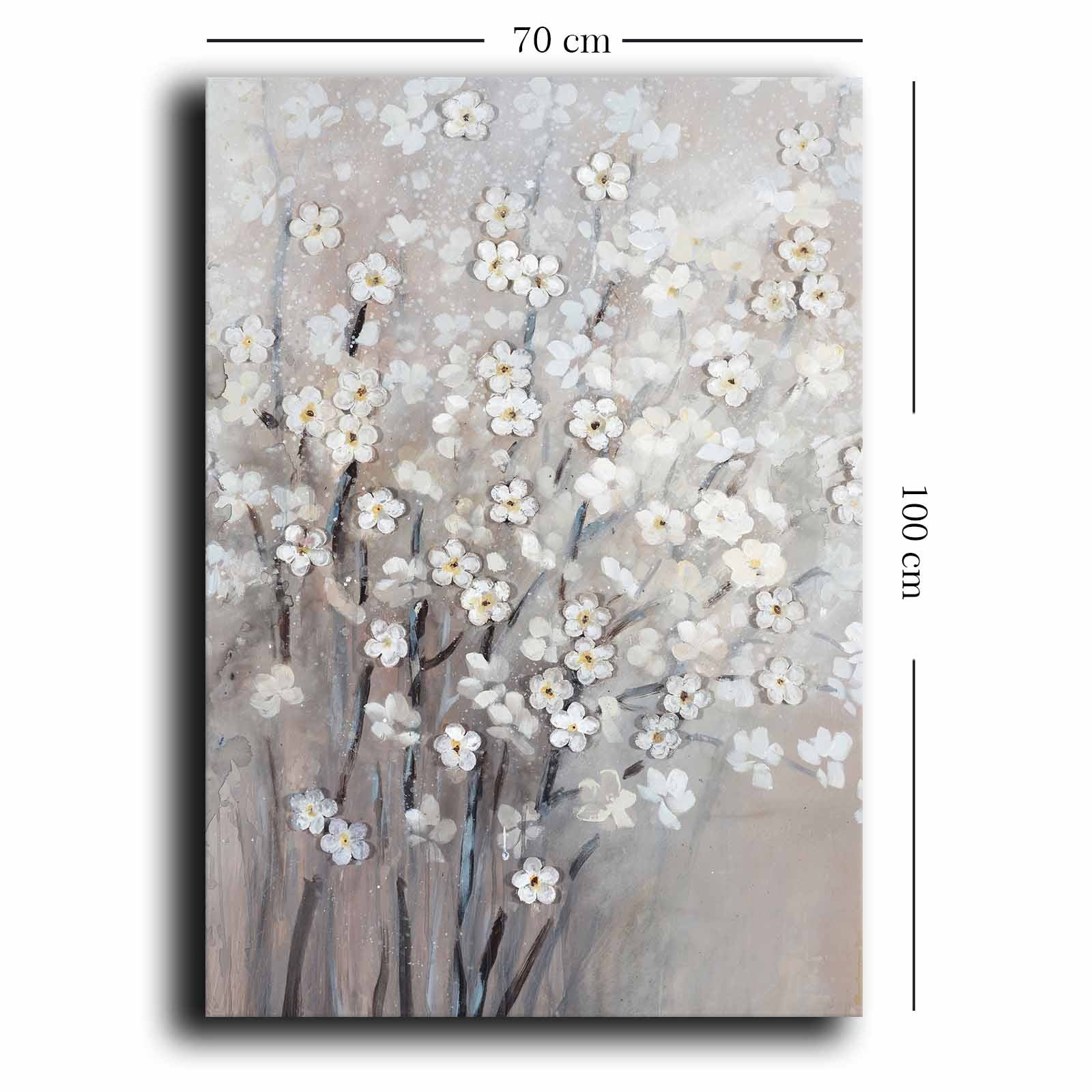 Quadro Decorativo em Tela 70x100cm - Pintura Multicolor em Canvas Premium com Moldura de Pinho Natural