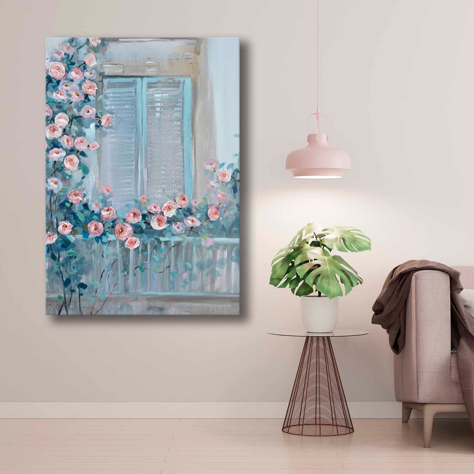 Quadro Decorativo em Tela 70x100cm - Pintura Multicolor em Canvas Premium com Moldura de Pinho Natural