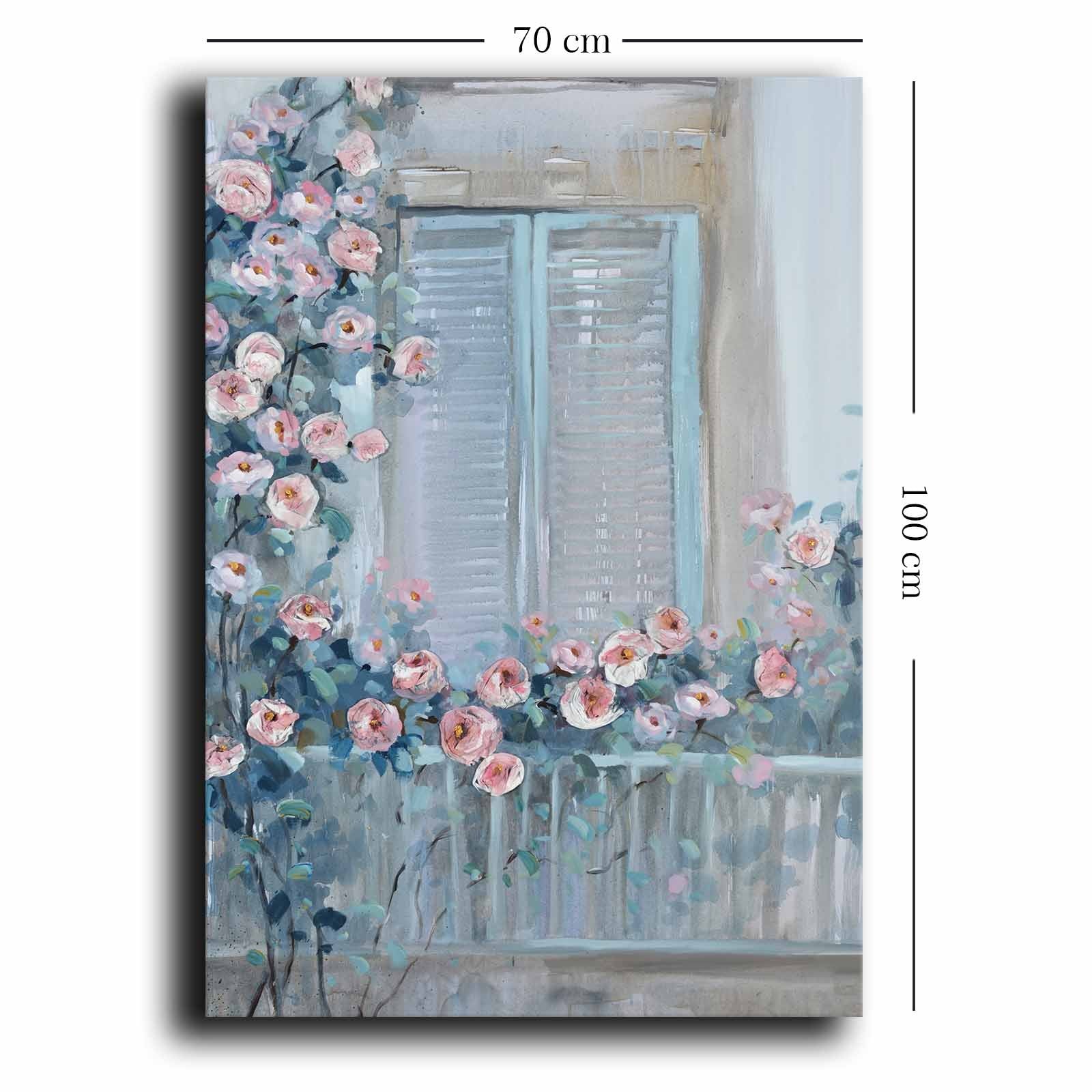 Quadro Decorativo em Tela 70x100cm - Pintura Multicolor em Canvas Premium com Moldura de Pinho Natural