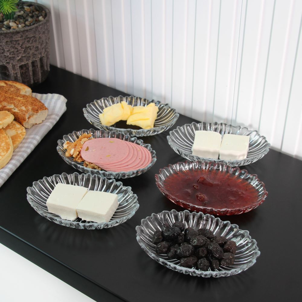 Conjunto de Pratos de Vidro – 10 x 15 x 2 cm – Transparente – Vidro