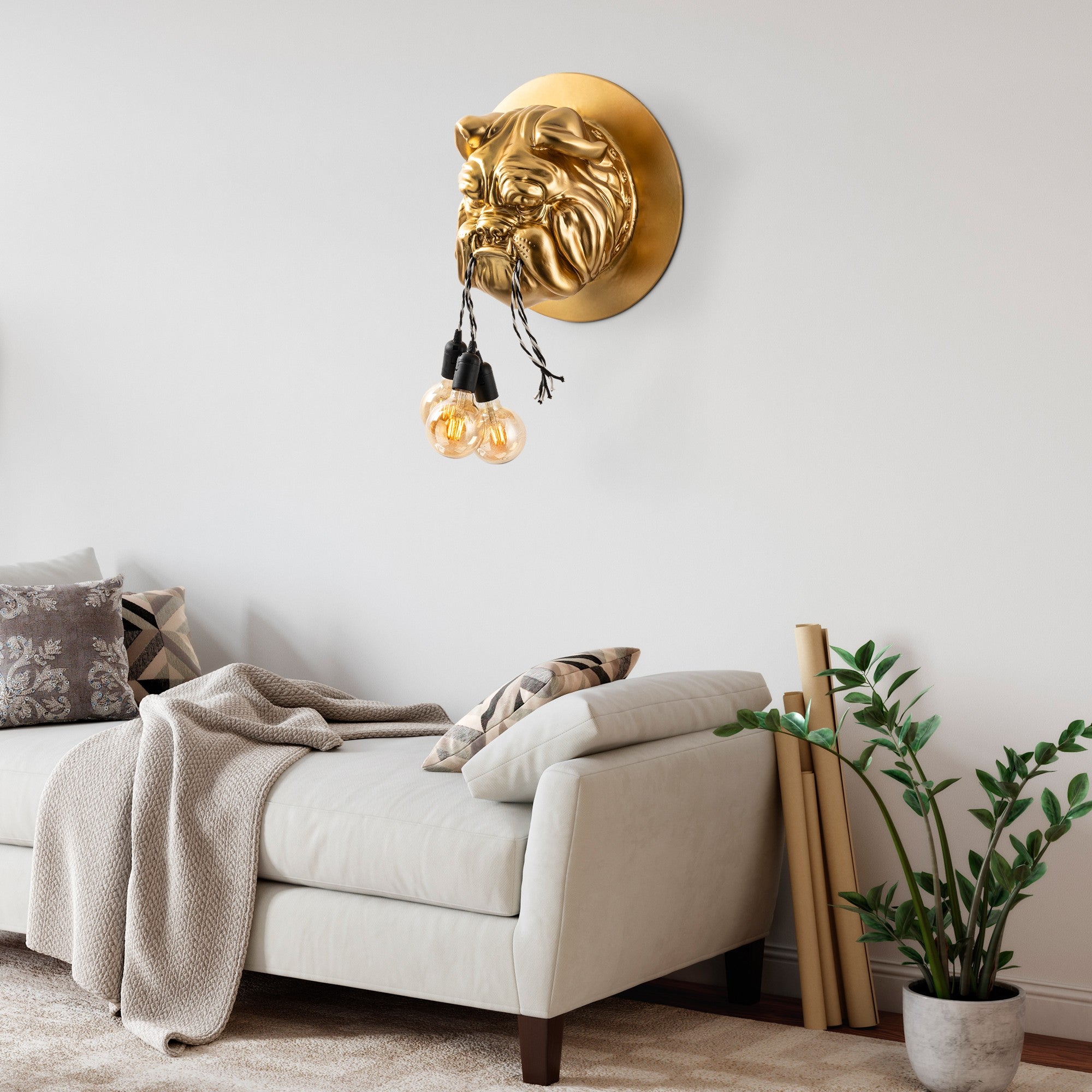 Candeeiro de Parede – 45 x 45 x 27 cm – Dourado – Poliéster